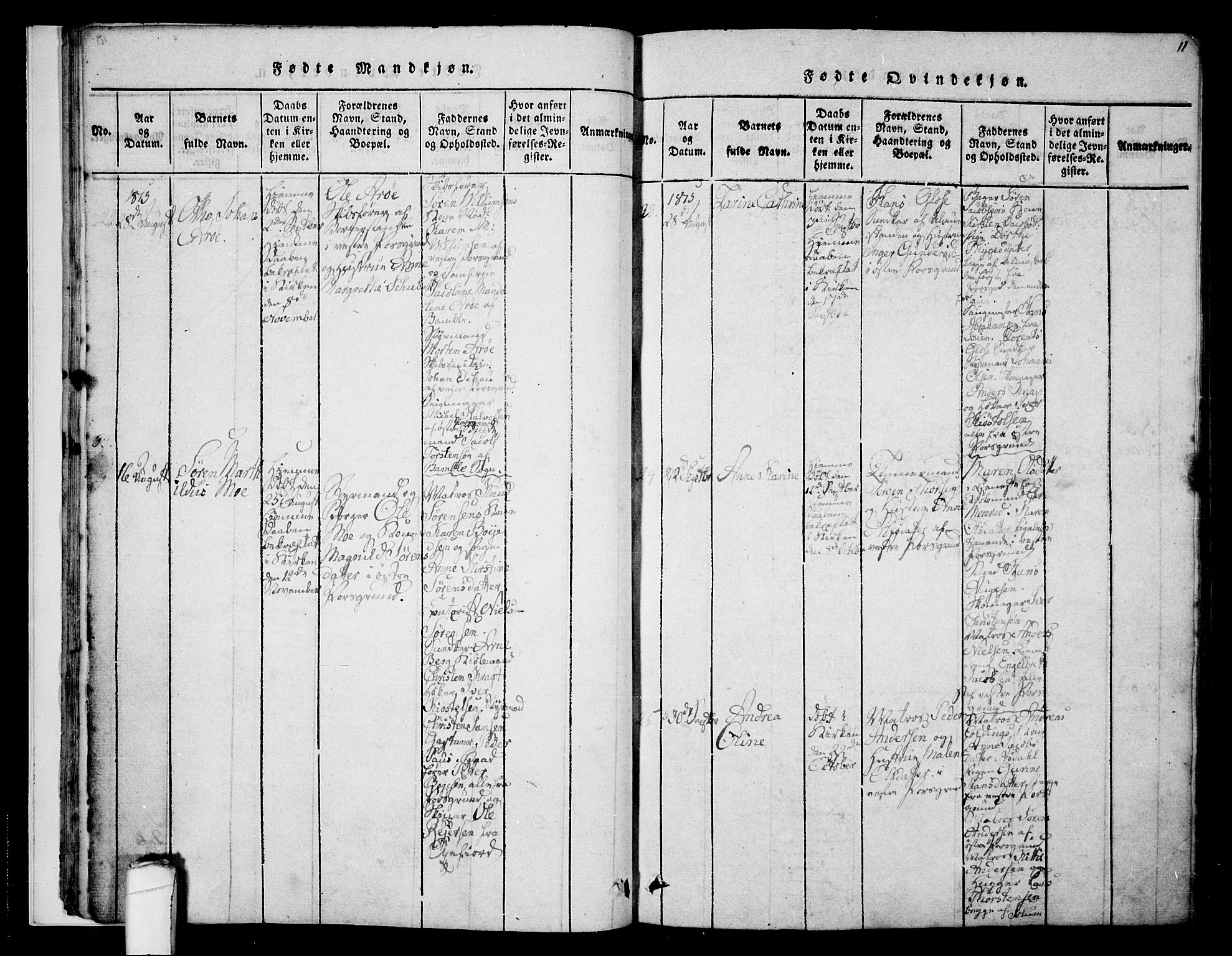 Porsgrunn kirkebøker , SAKO/A-104/F/Fa/L0004: Parish register (official) no. 4, 1814-1828, p. 11