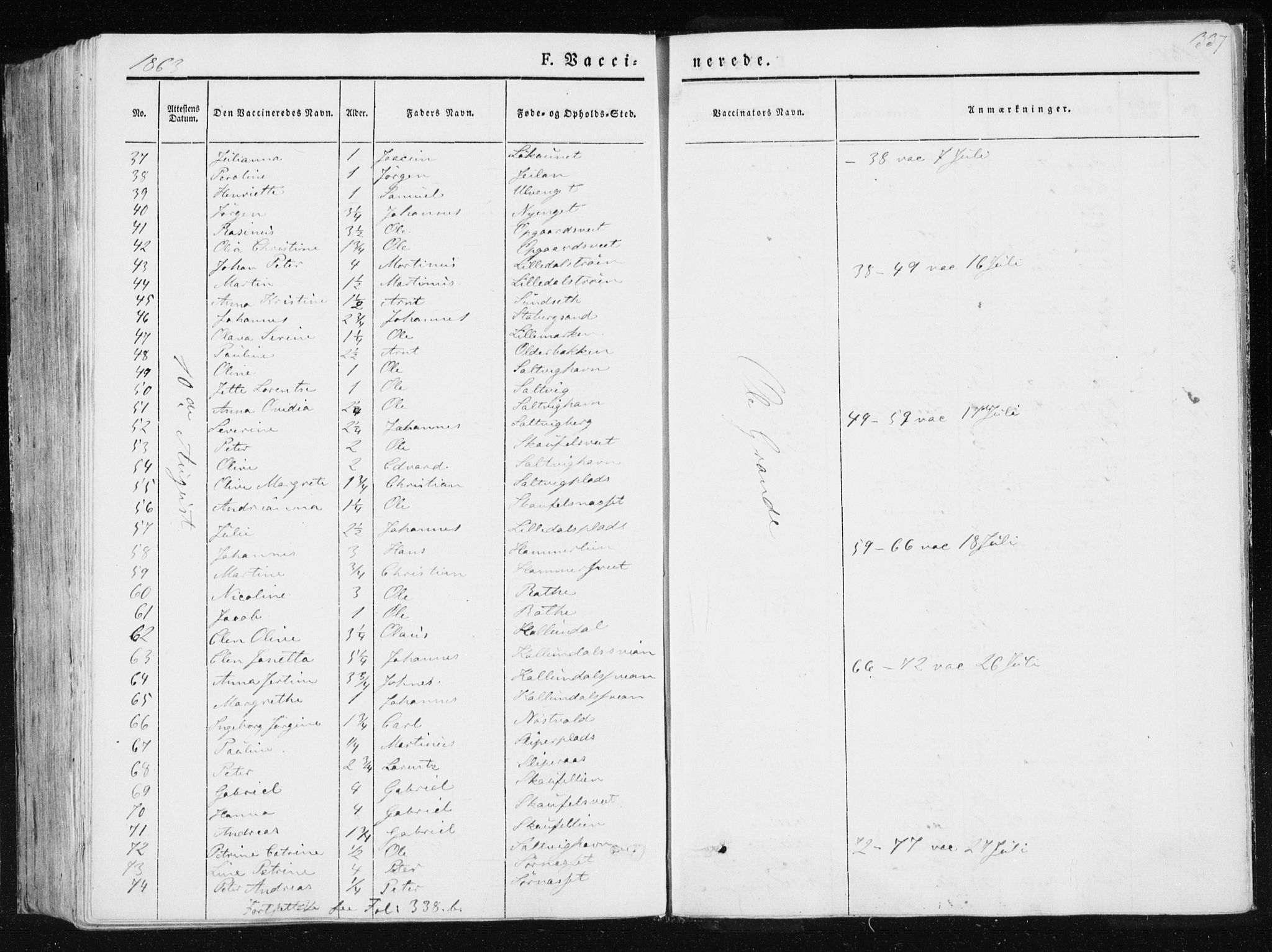 Ministerialprotokoller, klokkerbøker og fødselsregistre - Nord-Trøndelag, AV/SAT-A-1458/733/L0323: Parish register (official) no. 733A02, 1843-1870, p. 337