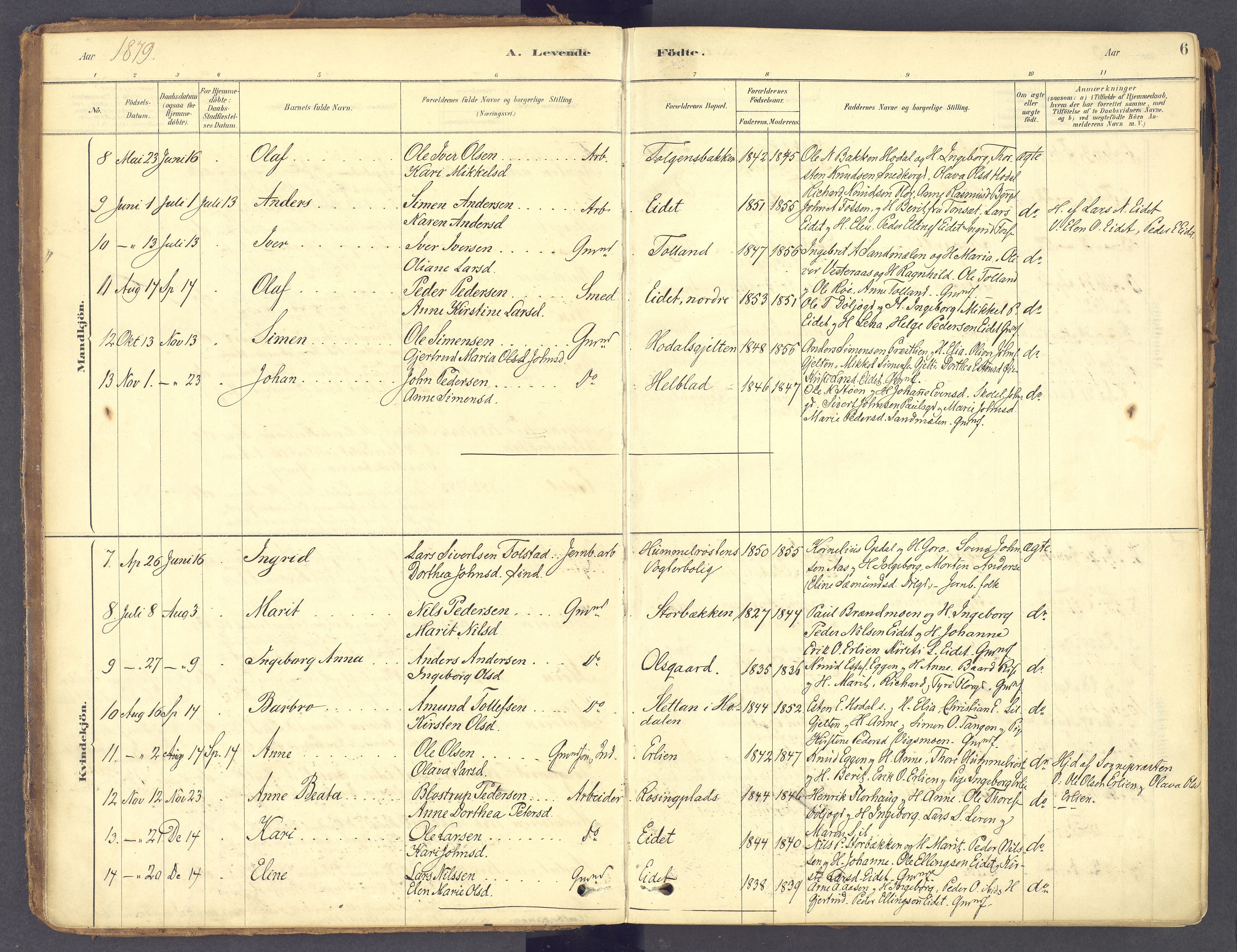 Tolga prestekontor, AV/SAH-PREST-062/K/L0011: Parish register (official) no. 11, 1877-1920, p. 6