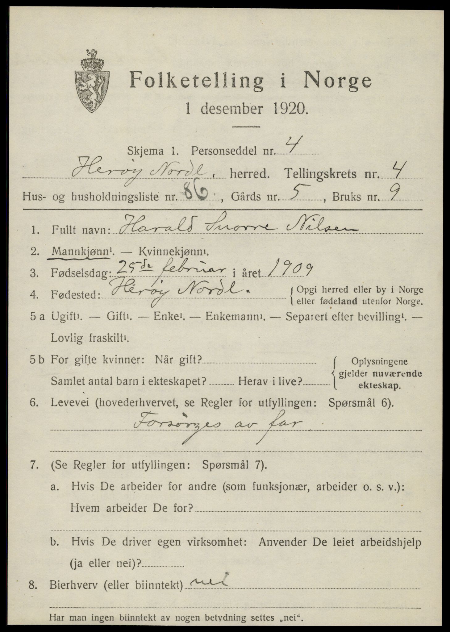 SAT, 1920 census for Herøy, 1920, p. 3420