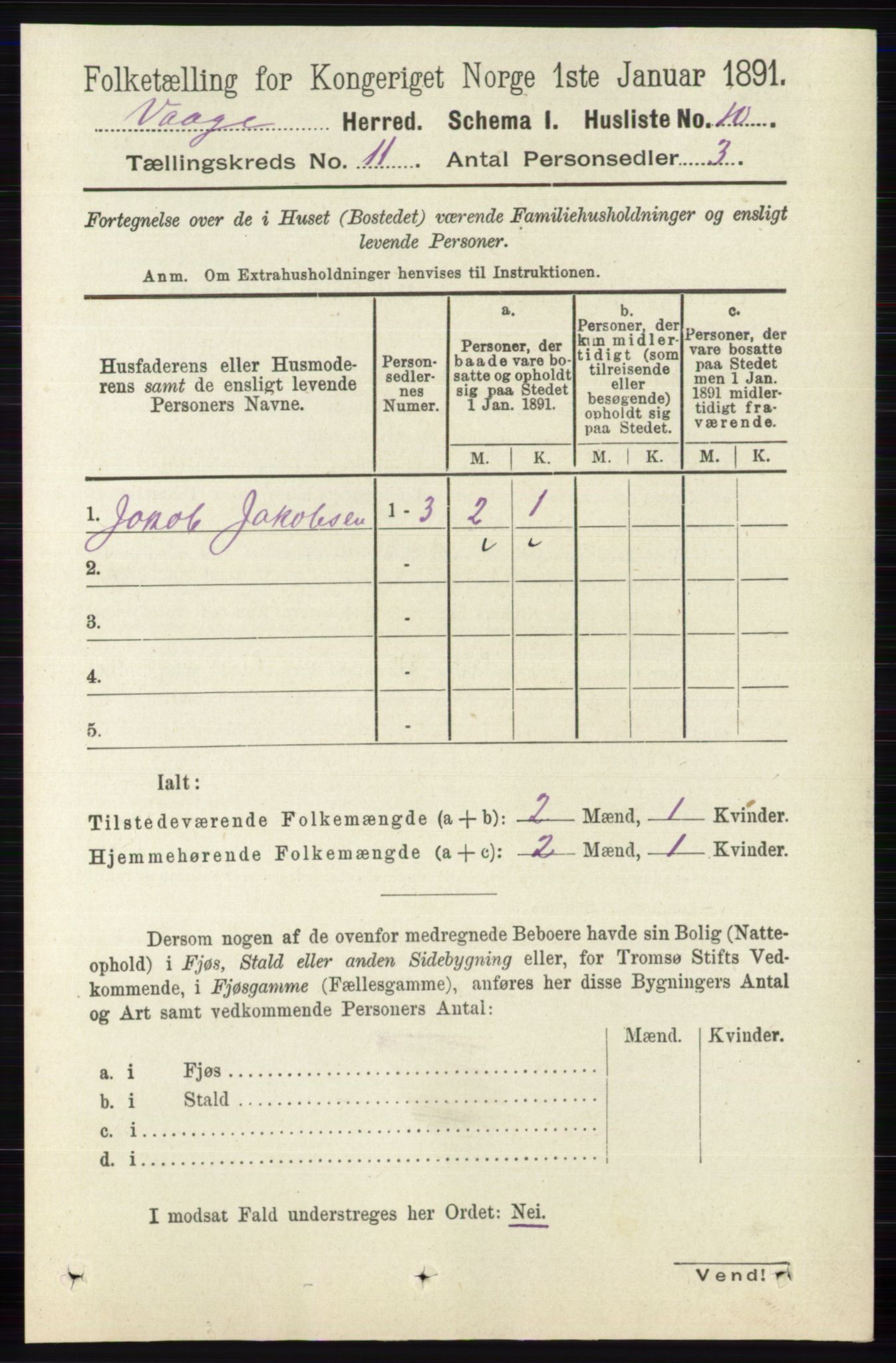 RA, 1891 census for 0515 Vågå, 1891, p. 6741