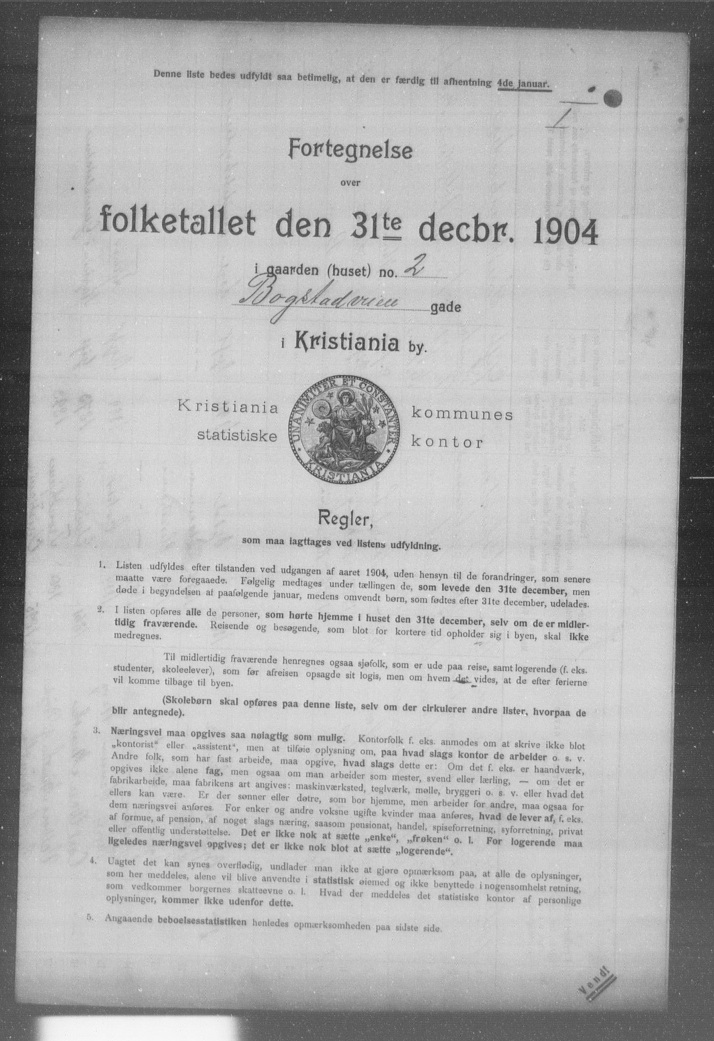 OBA, Municipal Census 1904 for Kristiania, 1904, p. 1484