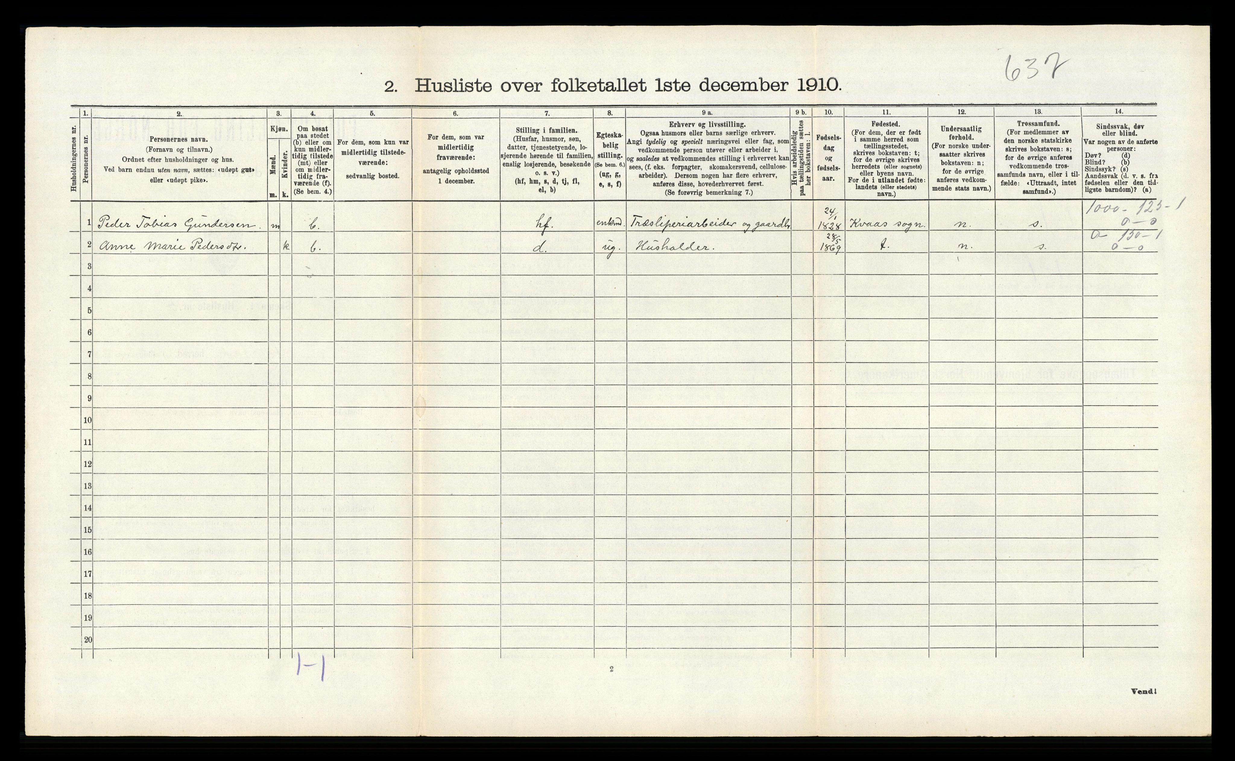 RA, 1910 census for Øyestad, 1910, p. 273