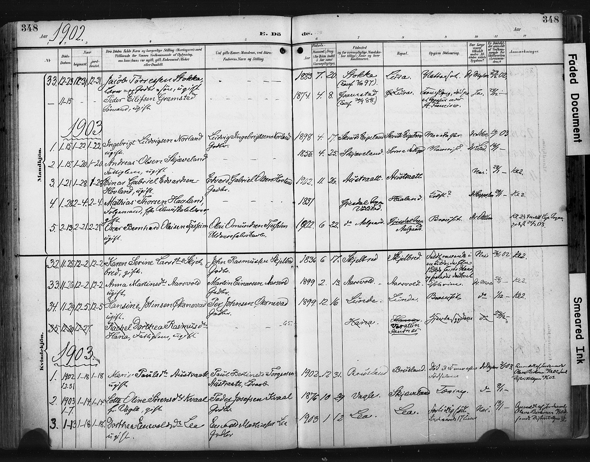 Høyland sokneprestkontor, AV/SAST-A-101799/001/30BA/L0015: Parish register (official) no. A 14, 1899-1911, p. 348