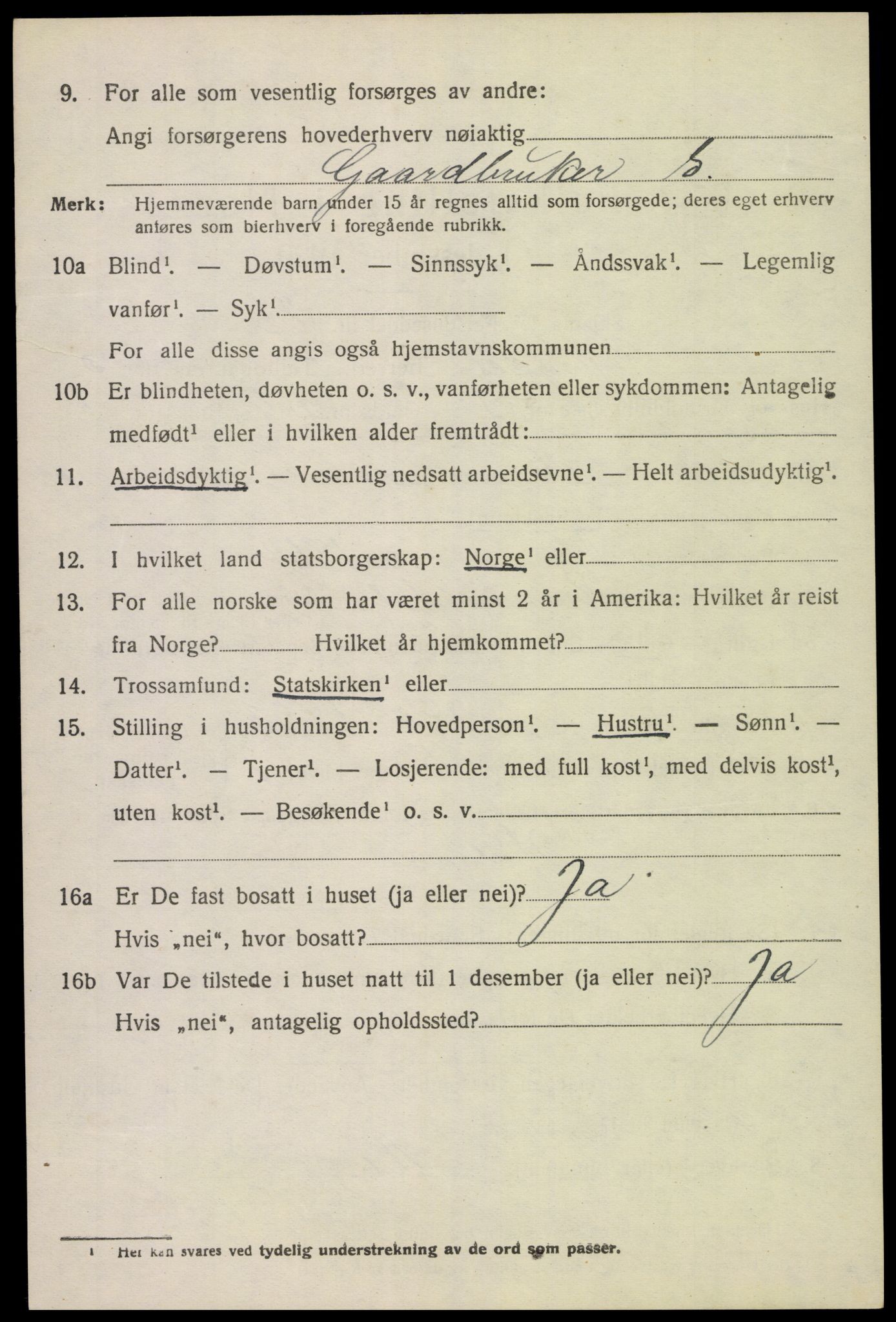 SAK, 1920 census for Lyngdal, 1920, p. 3008