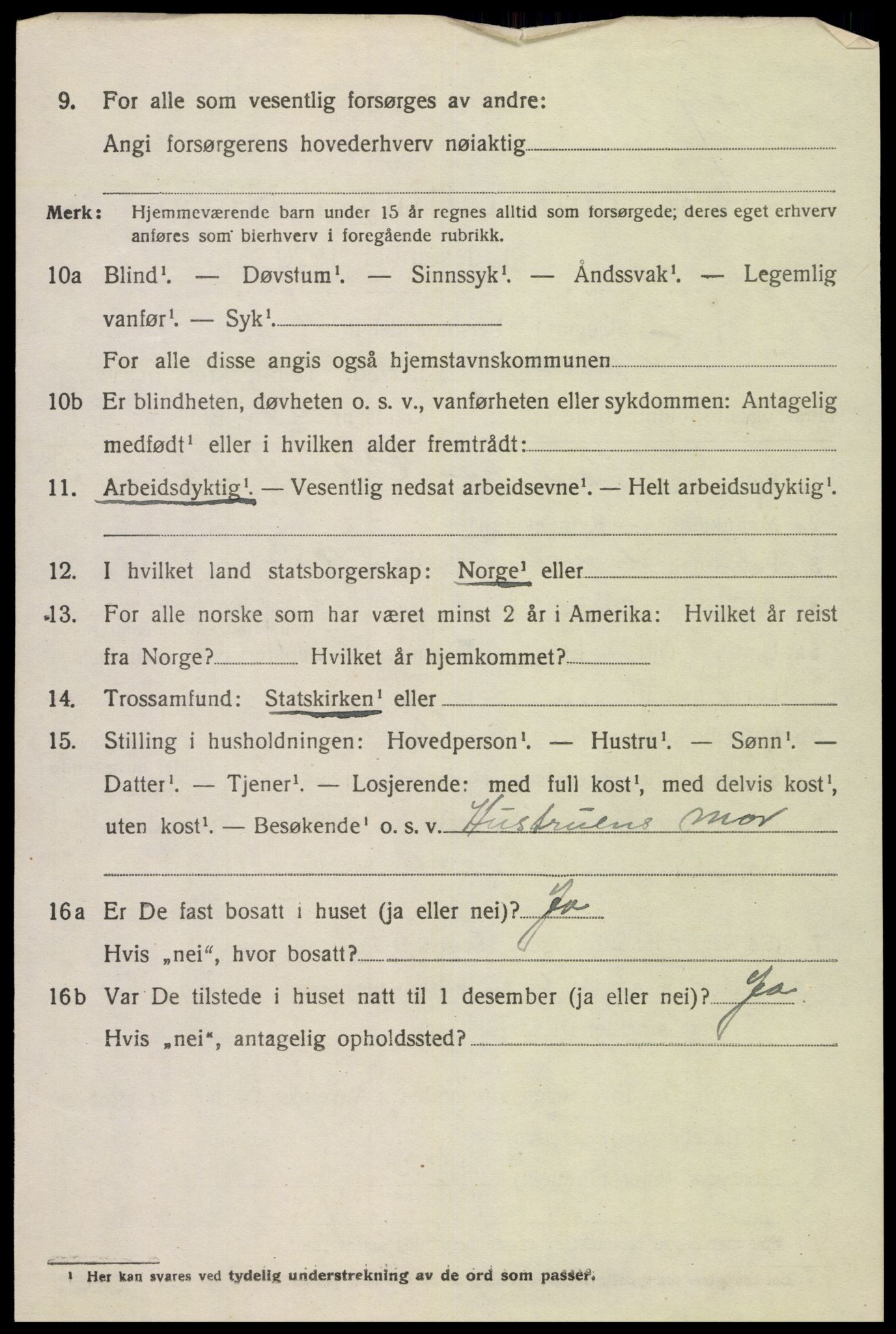 SAK, 1920 census for Fjotland, 1920, p. 2025