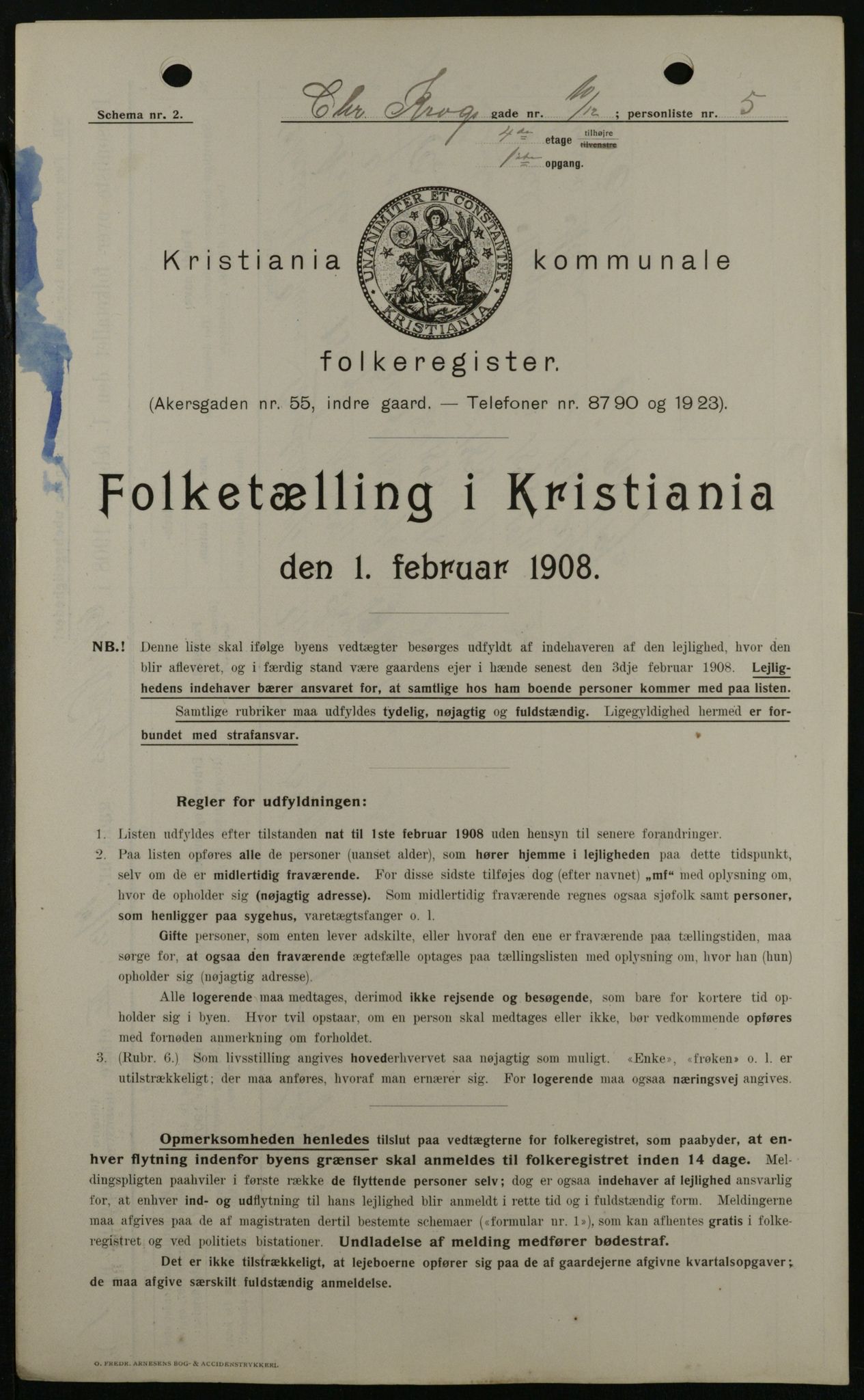 OBA, Municipal Census 1908 for Kristiania, 1908, p. 11101