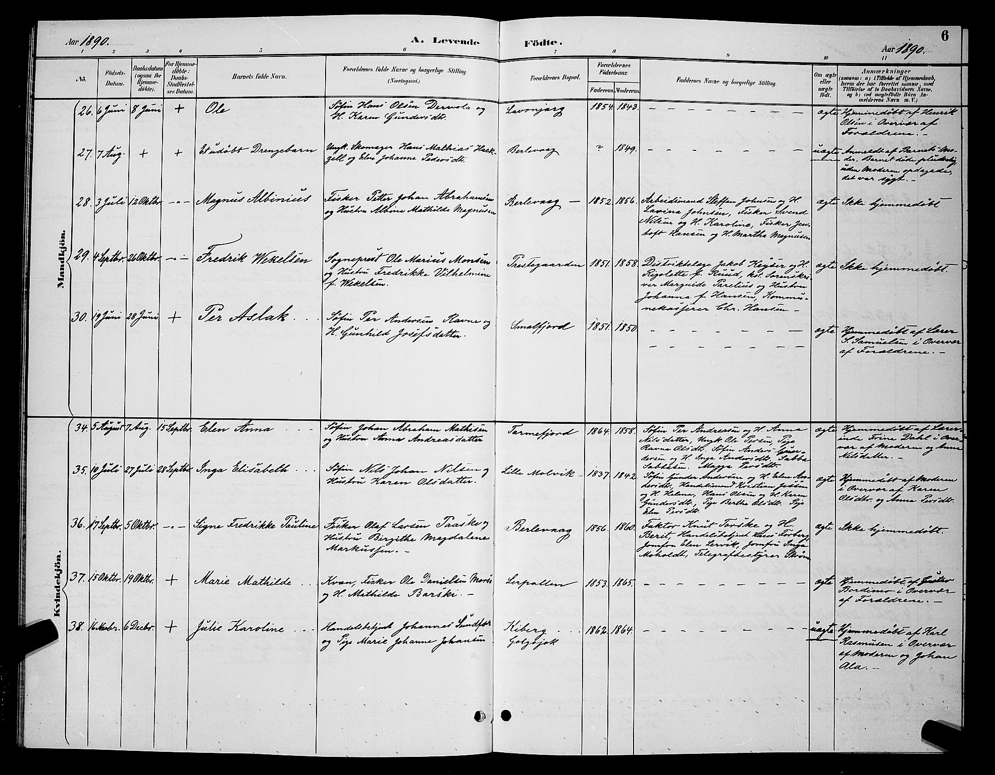 Tana sokneprestkontor, AV/SATØ-S-1334/H/Hb/L0004klokker: Parish register (copy) no. 4, 1890-1903, p. 6