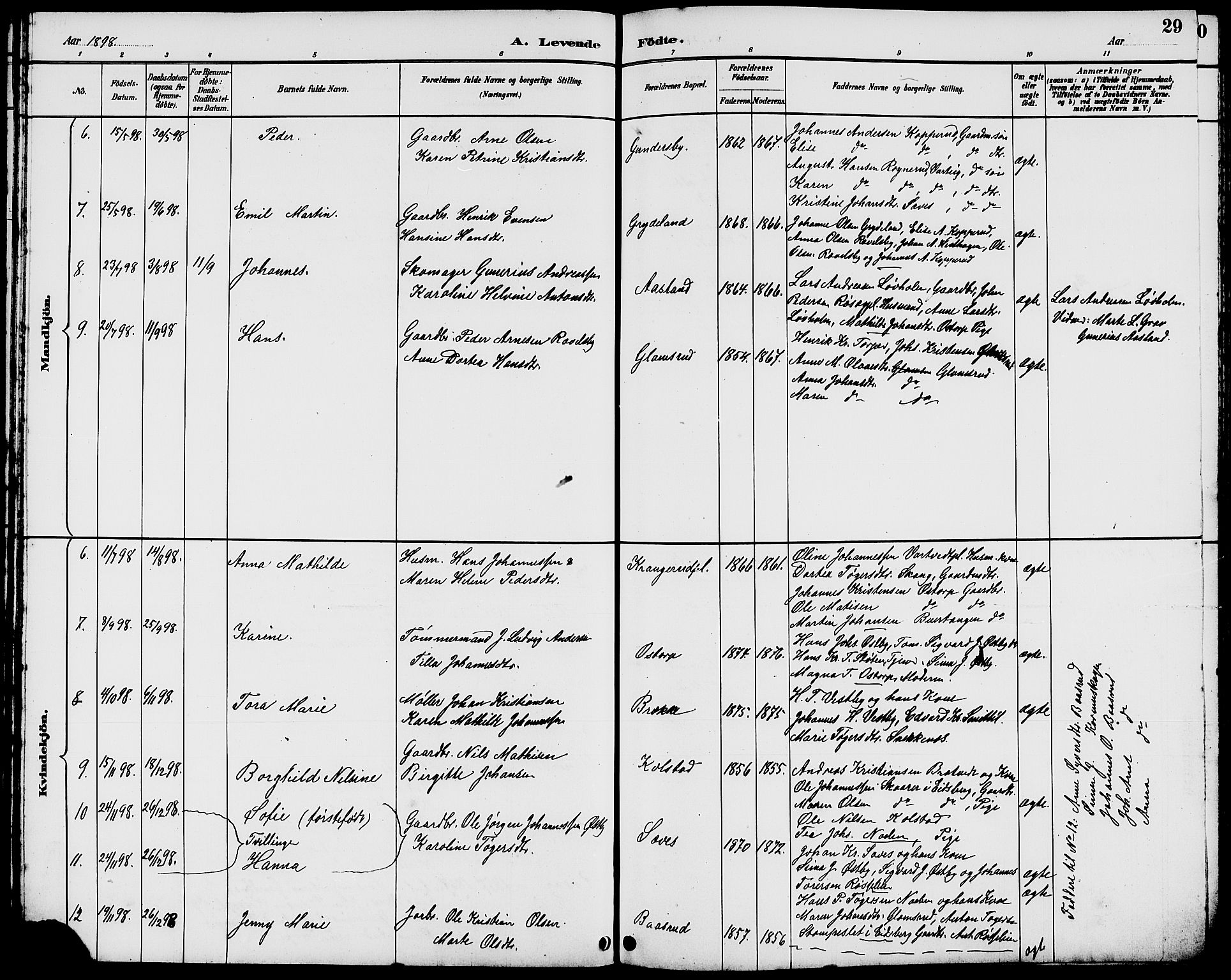 Rakkestad prestekontor Kirkebøker, AV/SAO-A-2008/G/Gc/L0001: Parish register (copy) no. III 1, 1887-1908, p. 29