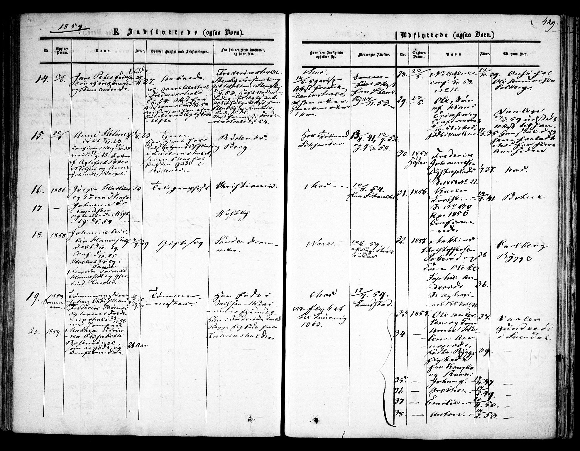 Moss prestekontor Kirkebøker, AV/SAO-A-2003/F/Fa/L0008: Parish register (official) no. I 8, 1852-1869, p. 429