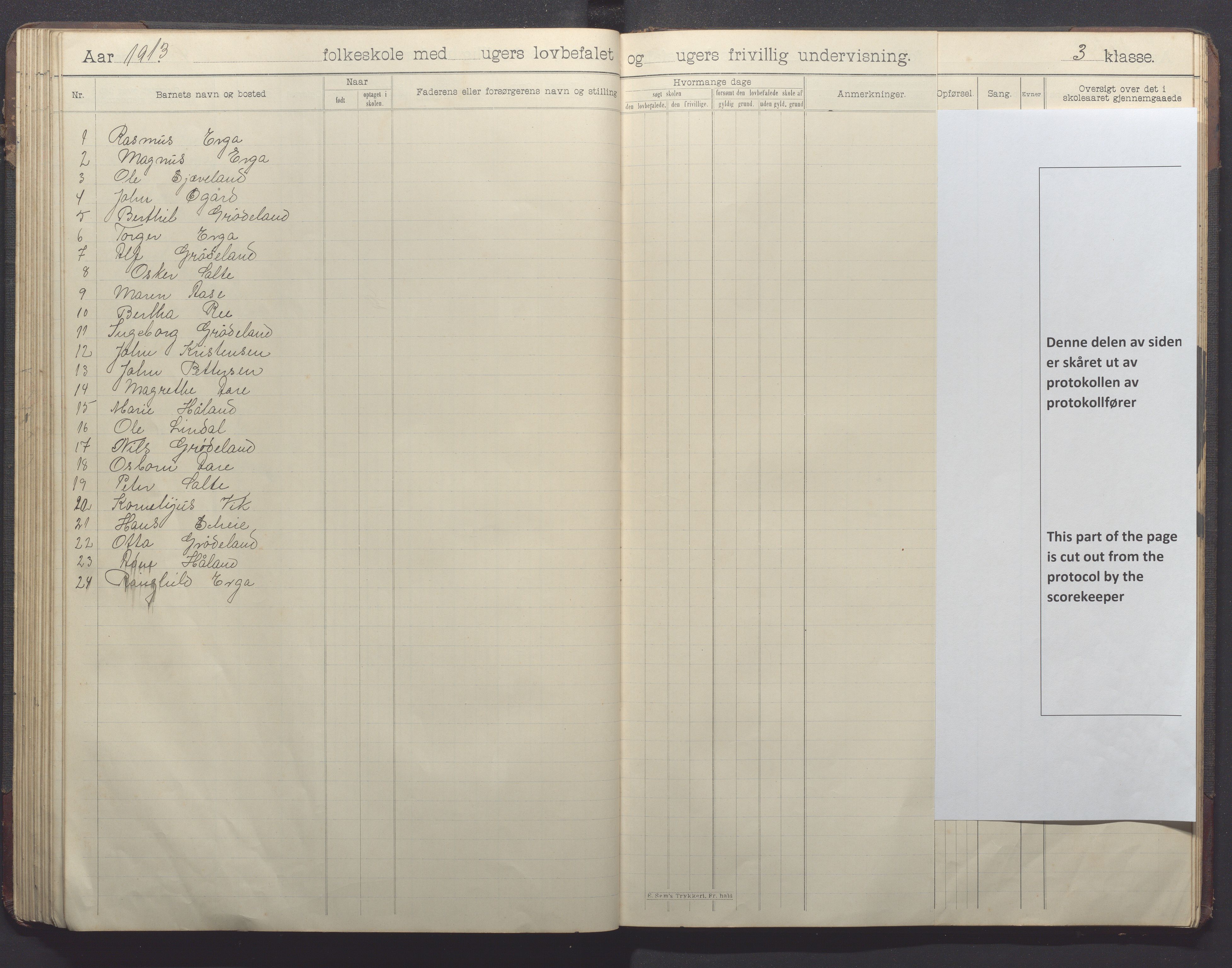 Klepp kommune - Pollestad skule, IKAR/K-100295/H/L0002: Skoleprotokoll, 1901-1916, p. 73