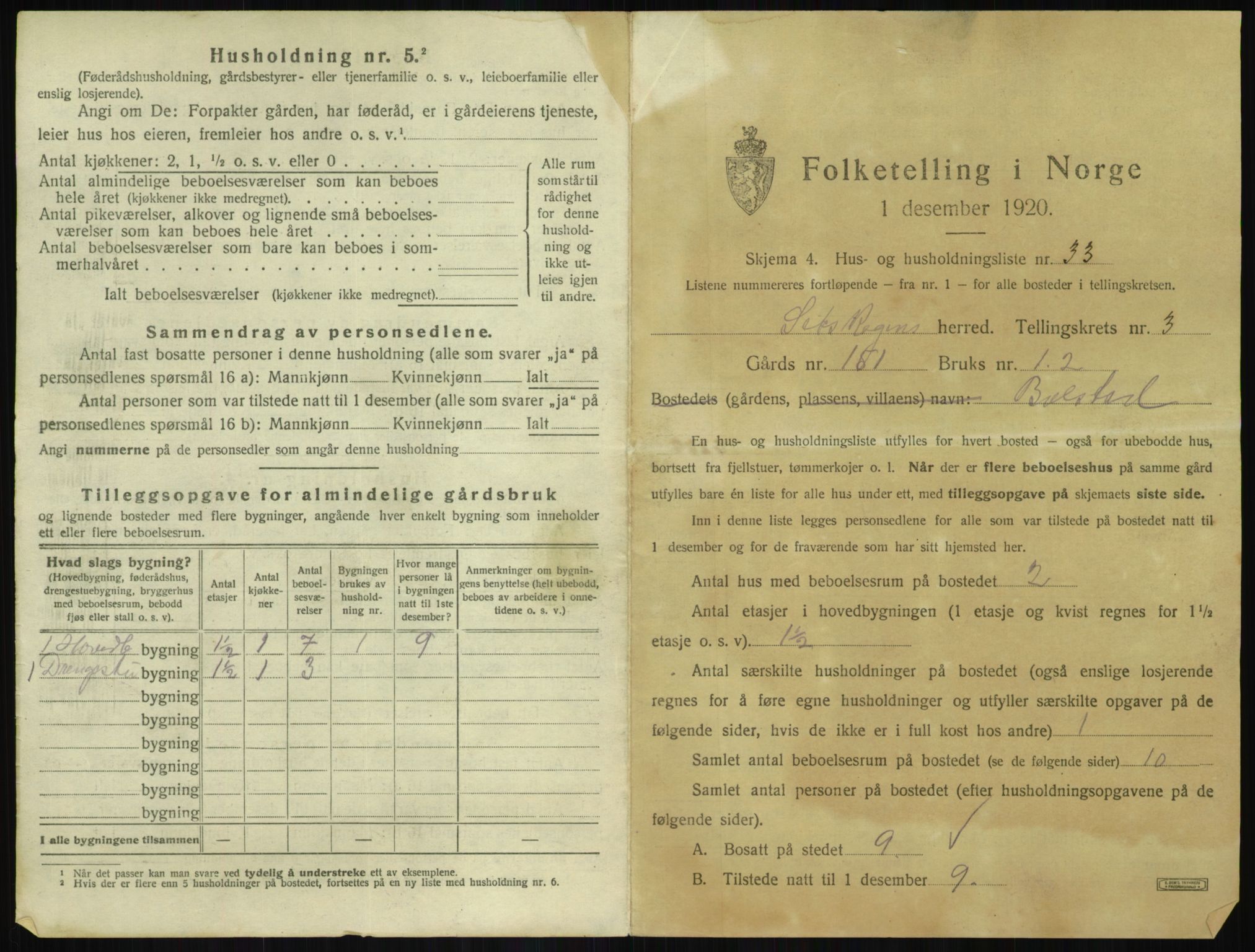 SAO, 1920 census for Setskog, 1920, p. 296