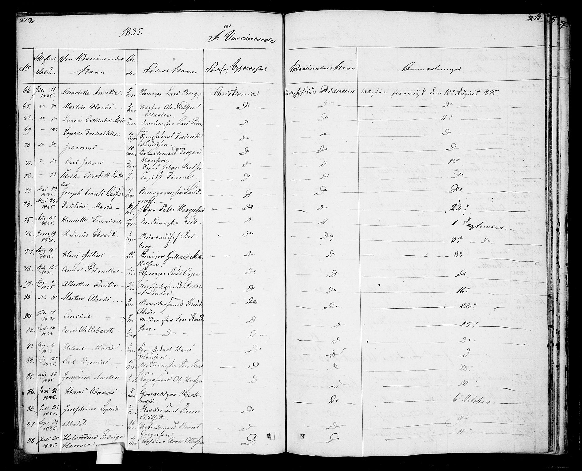 Oslo domkirke Kirkebøker, SAO/A-10752/F/Fa/L0022: Parish register (official) no. 22, 1824-1829, p. 872-873