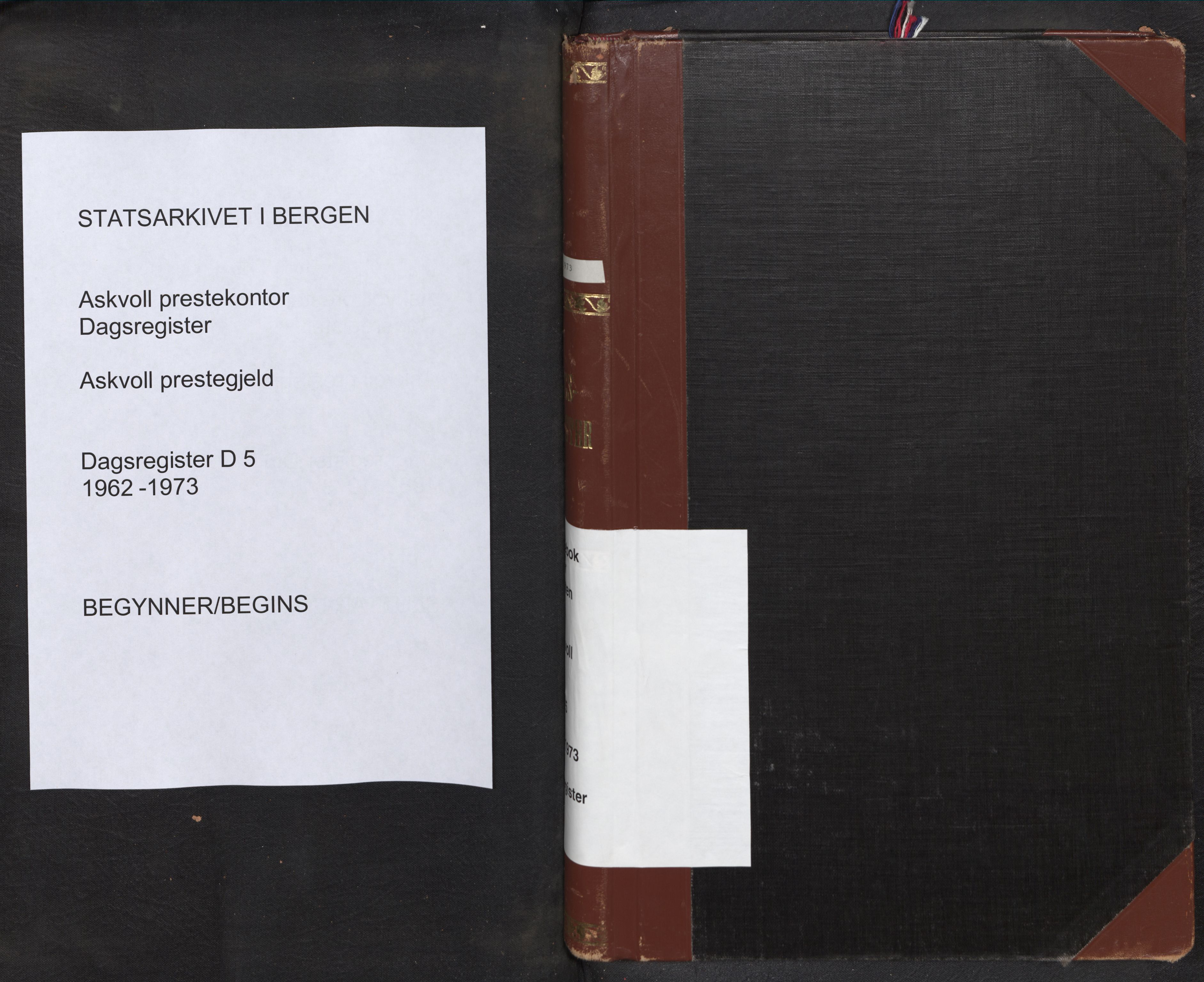 Askvoll sokneprestembete, SAB/A-79501/H/Haa/Haad/L0005: Diary records no. D 5, 1962-1973