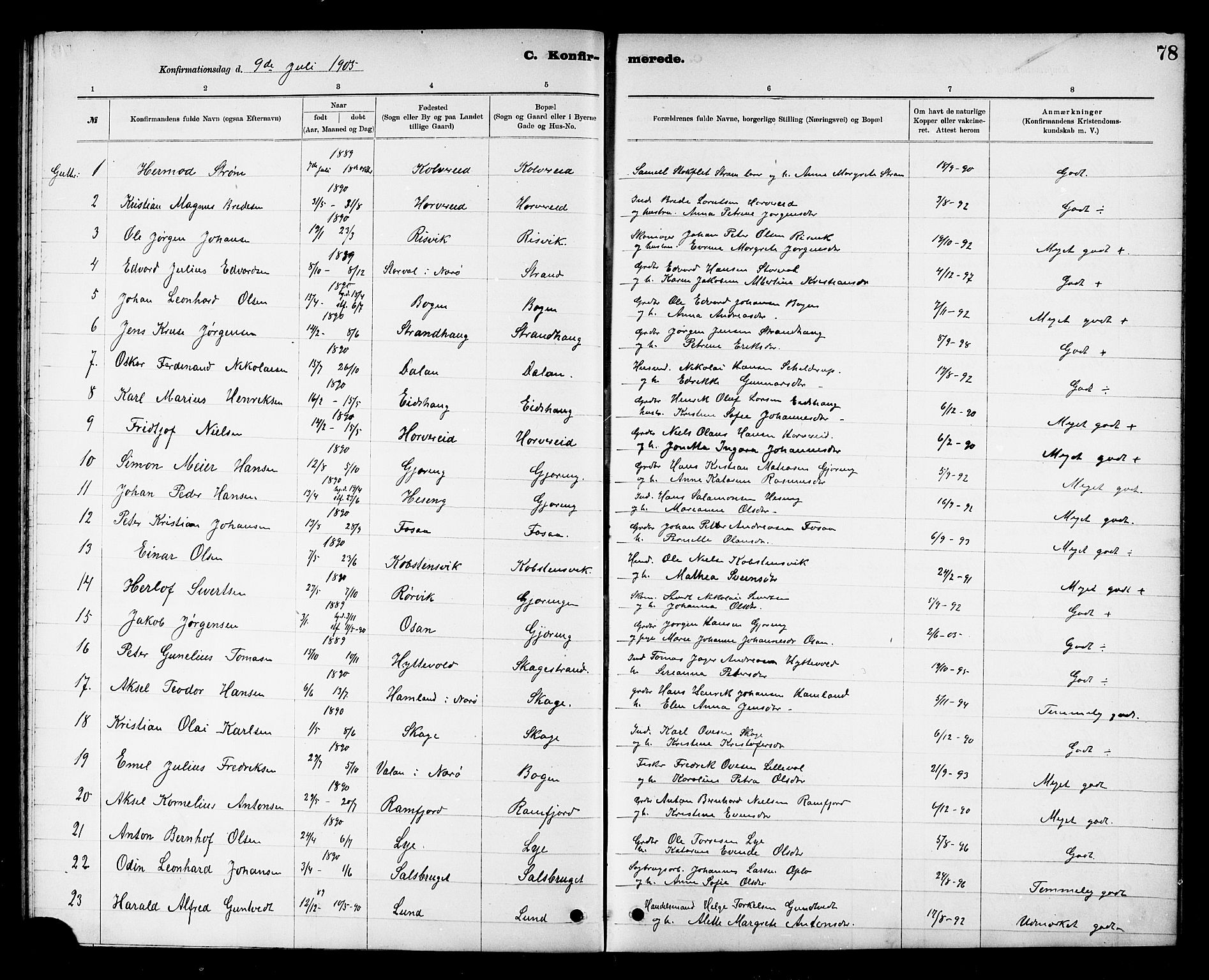 Ministerialprotokoller, klokkerbøker og fødselsregistre - Nord-Trøndelag, SAT/A-1458/780/L0652: Parish register (copy) no. 780C04, 1899-1911, p. 78