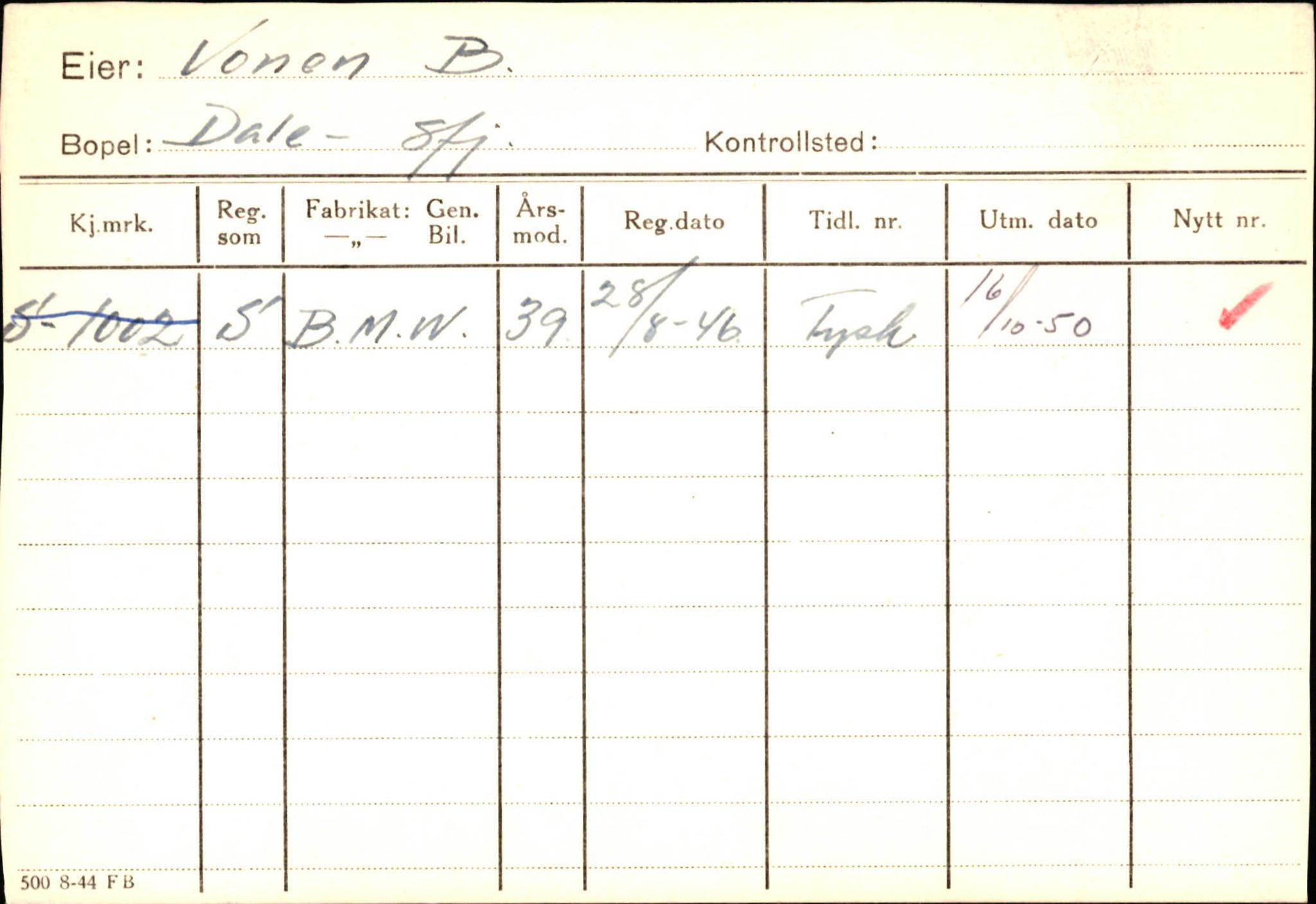 Statens vegvesen, Sogn og Fjordane vegkontor, SAB/A-5301/4/F/L0126: Eigarregister Fjaler M-Å. Leikanger A-Å, 1945-1975, p. 616