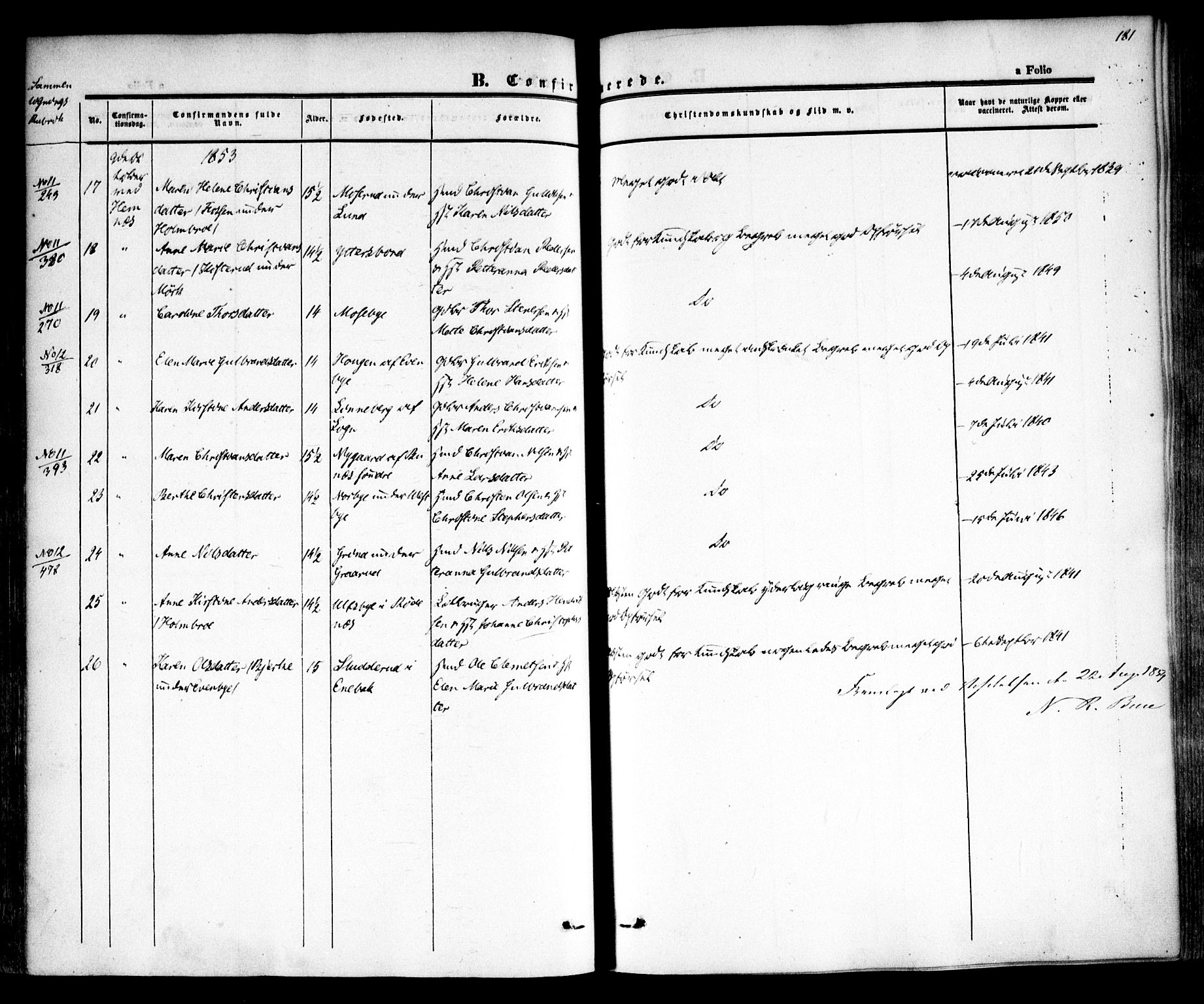 Høland prestekontor Kirkebøker, AV/SAO-A-10346a/F/Fa/L0009: Parish register (official) no. I 9, 1846-1853, p. 181