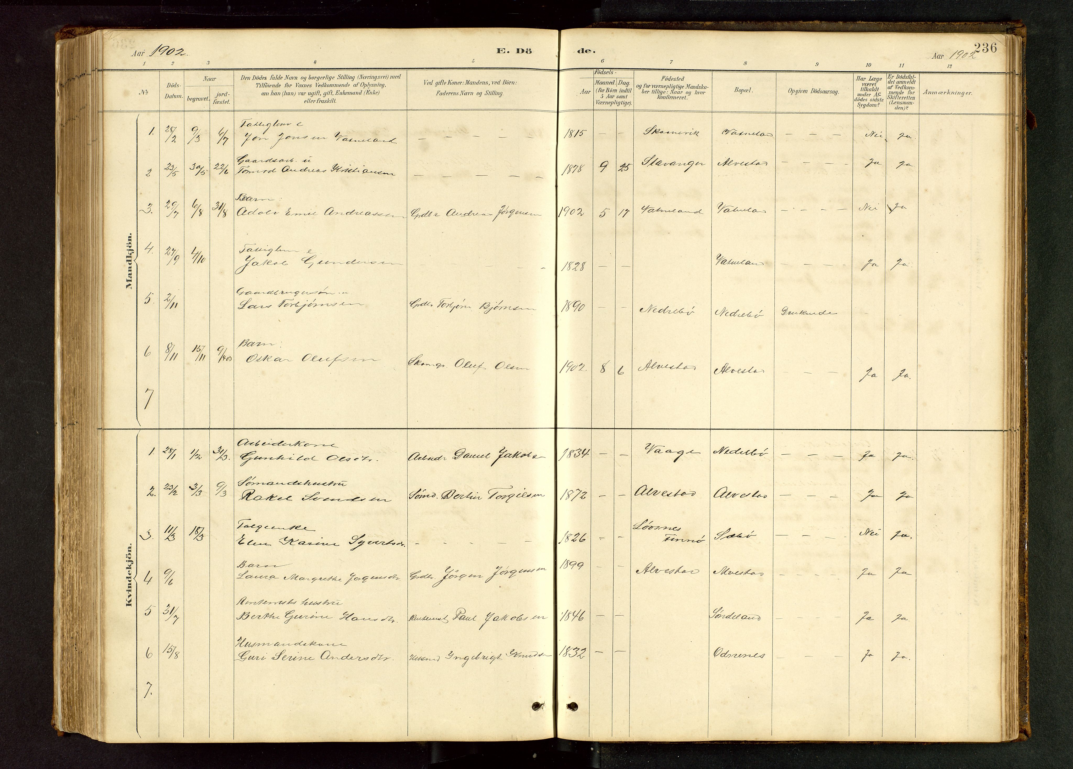 Tysvær sokneprestkontor, AV/SAST-A -101864/H/Ha/Hab/L0005: Parish register (copy) no. B 5, 1887-1947, p. 236