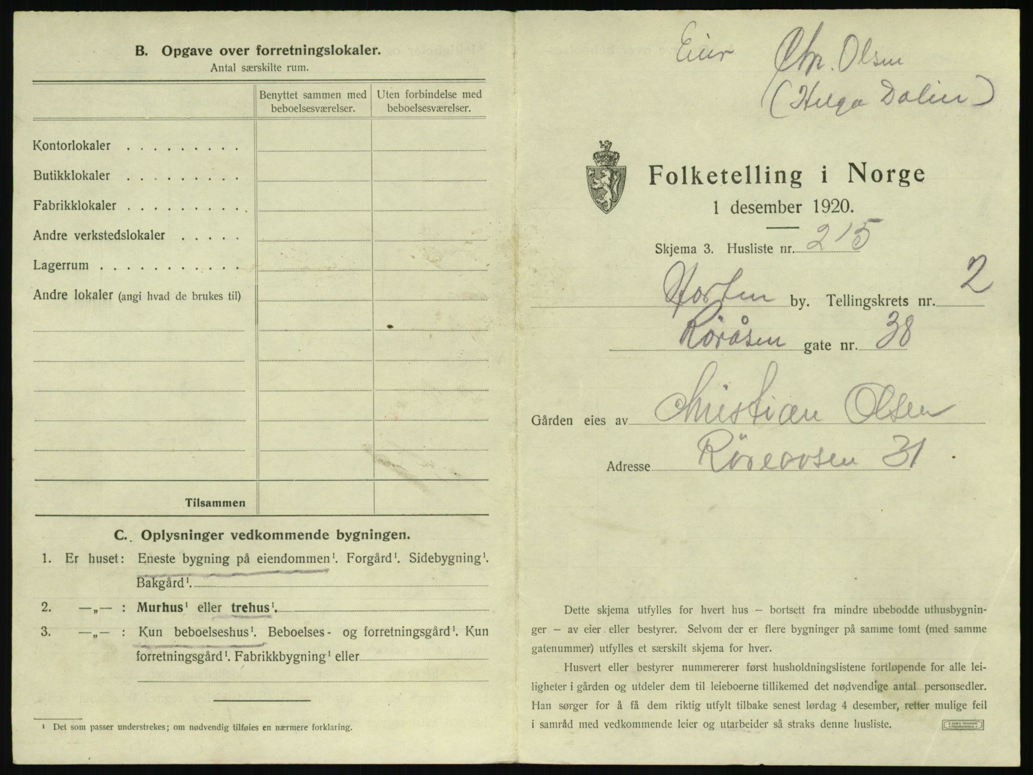 SAKO, 1920 census for Horten, 1920, p. 747