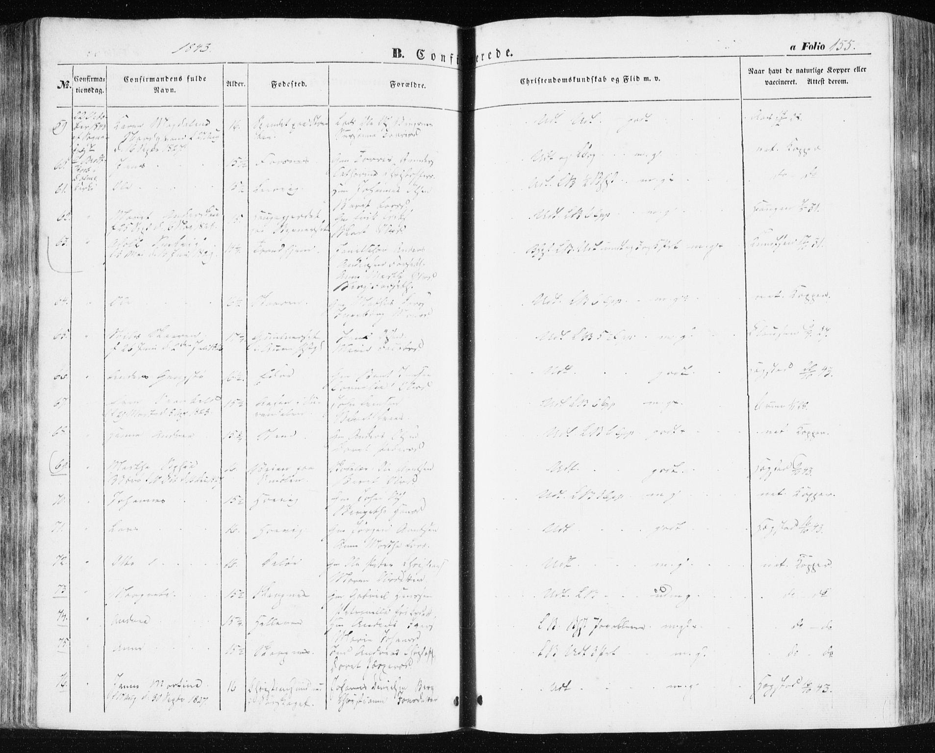 Ministerialprotokoller, klokkerbøker og fødselsregistre - Sør-Trøndelag, AV/SAT-A-1456/634/L0529: Parish register (official) no. 634A05, 1843-1851, p. 155