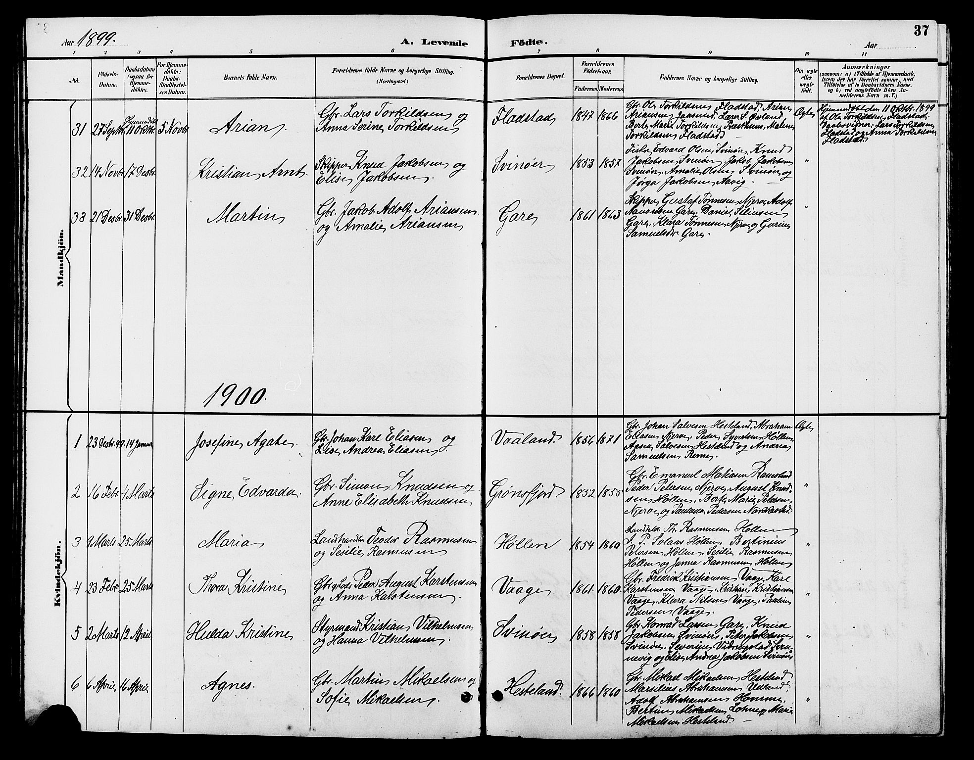 Sør-Audnedal sokneprestkontor, AV/SAK-1111-0039/F/Fb/Fba/L0004: Parish register (copy) no. B 4, 1893-1909, p. 37