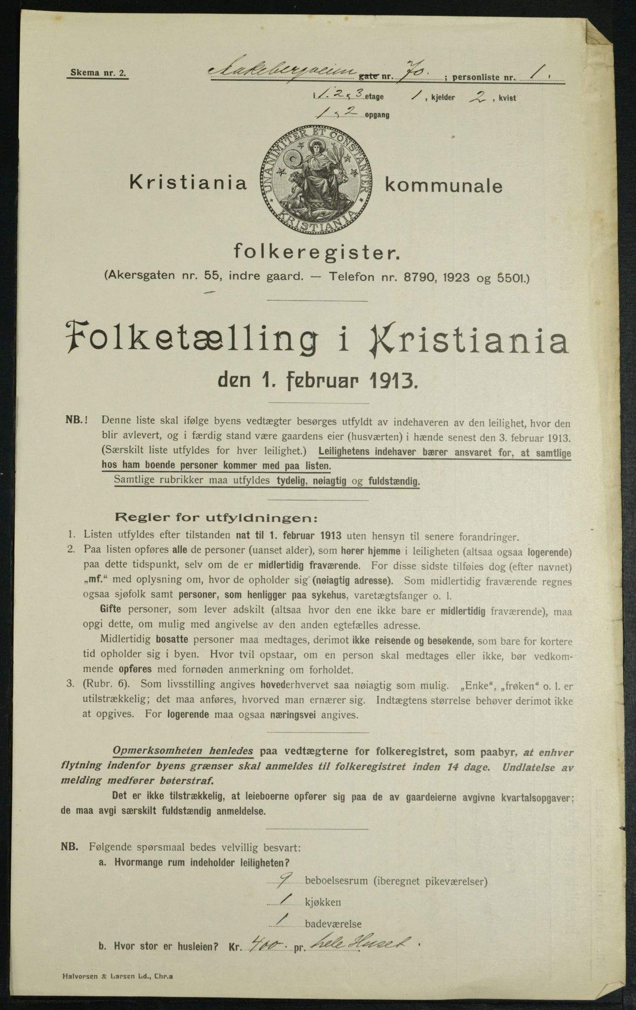 OBA, Municipal Census 1913 for Kristiania, 1913, p. 130836