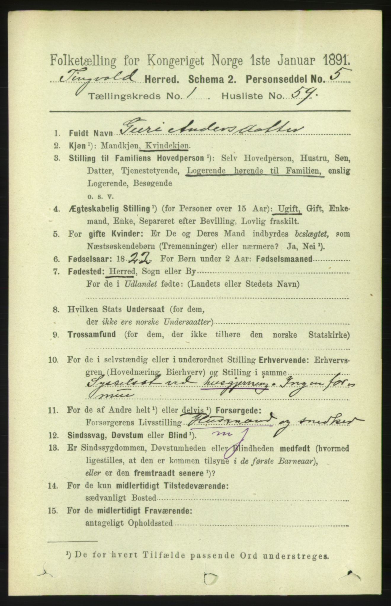 RA, 1891 census for 1560 Tingvoll, 1891, p. 509