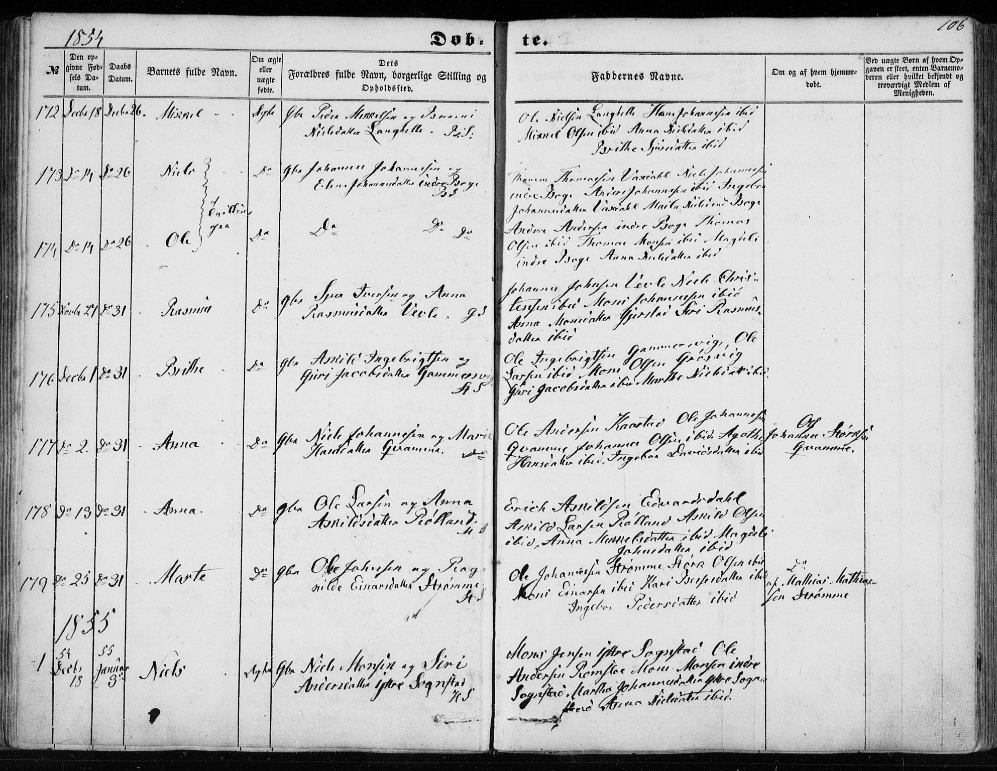 Haus sokneprestembete, AV/SAB-A-75601/H/Haa: Parish register (official) no. A 16 I, 1848-1857, p. 106