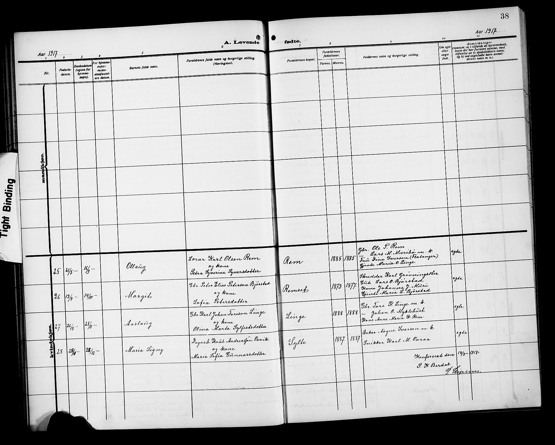 Ministerialprotokoller, klokkerbøker og fødselsregistre - Møre og Romsdal, AV/SAT-A-1454/519/L0265: Parish register (copy) no. 519C06, 1911-1921, p. 38