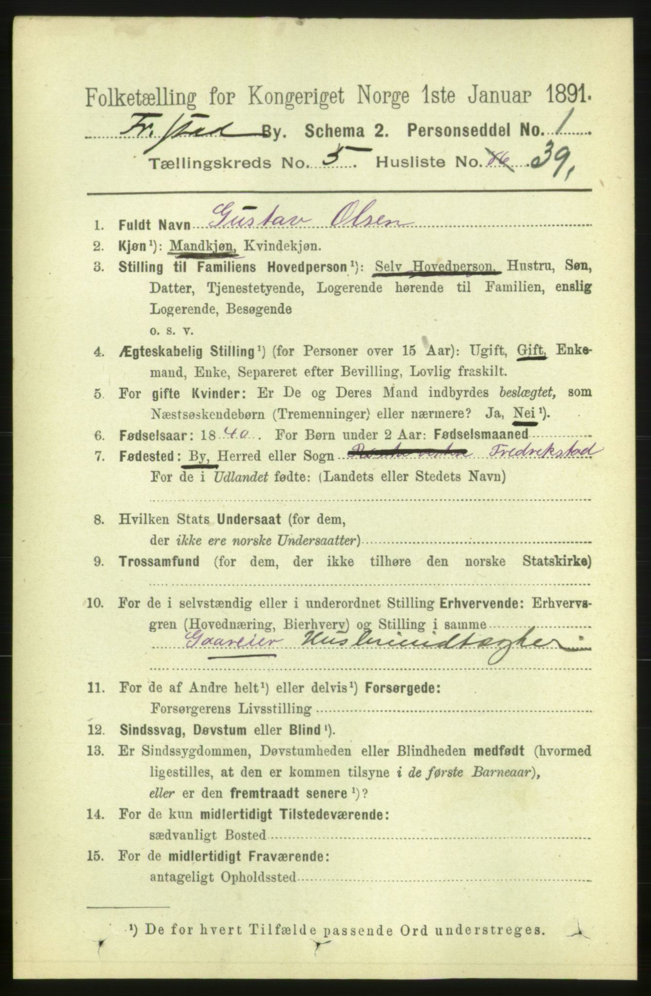 RA, 1891 census for 0103 Fredrikstad, 1891, p. 7160