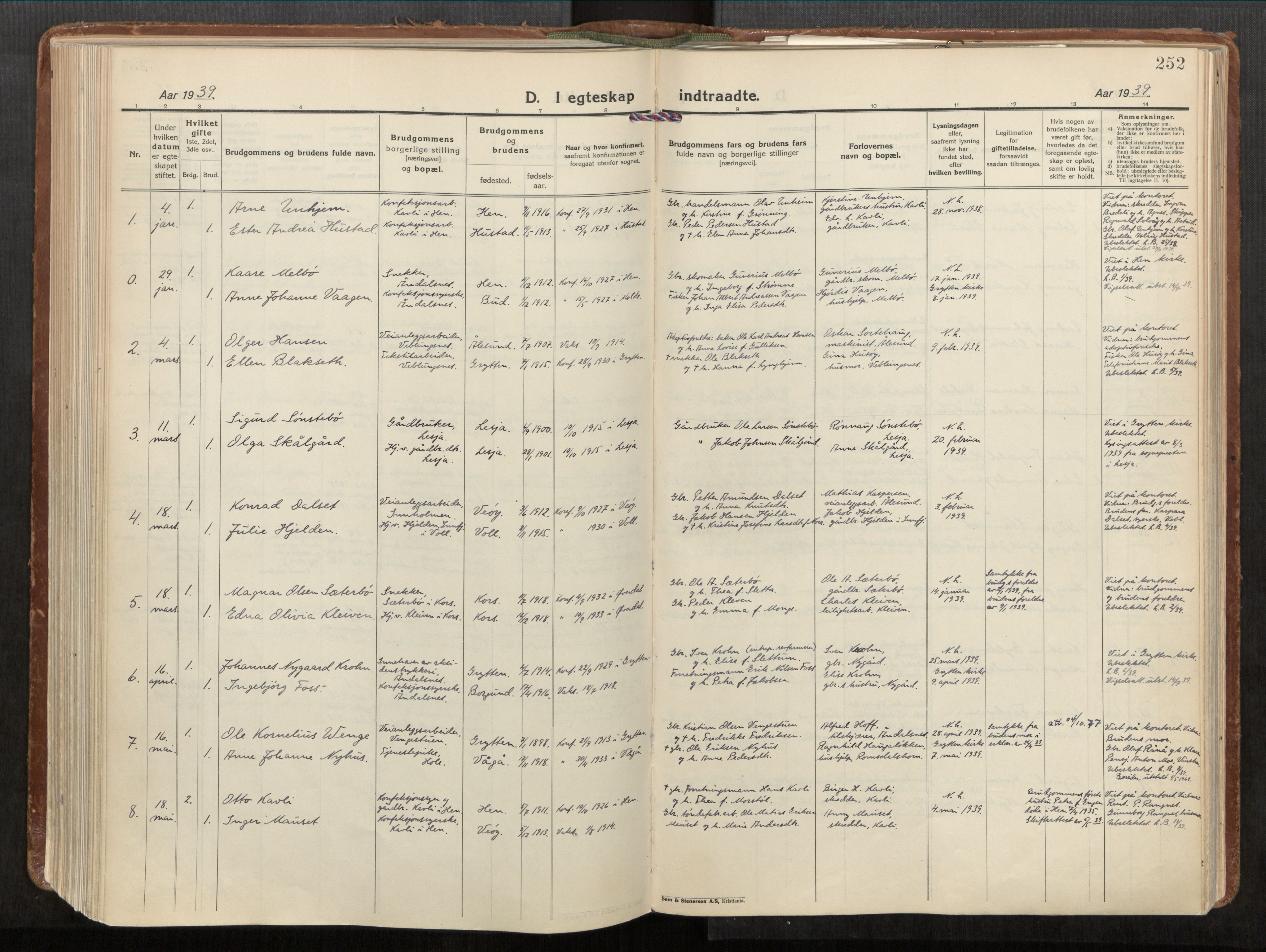 Ministerialprotokoller, klokkerbøker og fødselsregistre - Møre og Romsdal, AV/SAT-A-1454/544/L0587: Parish register (official) no. 544A11, 1924-1954, p. 252