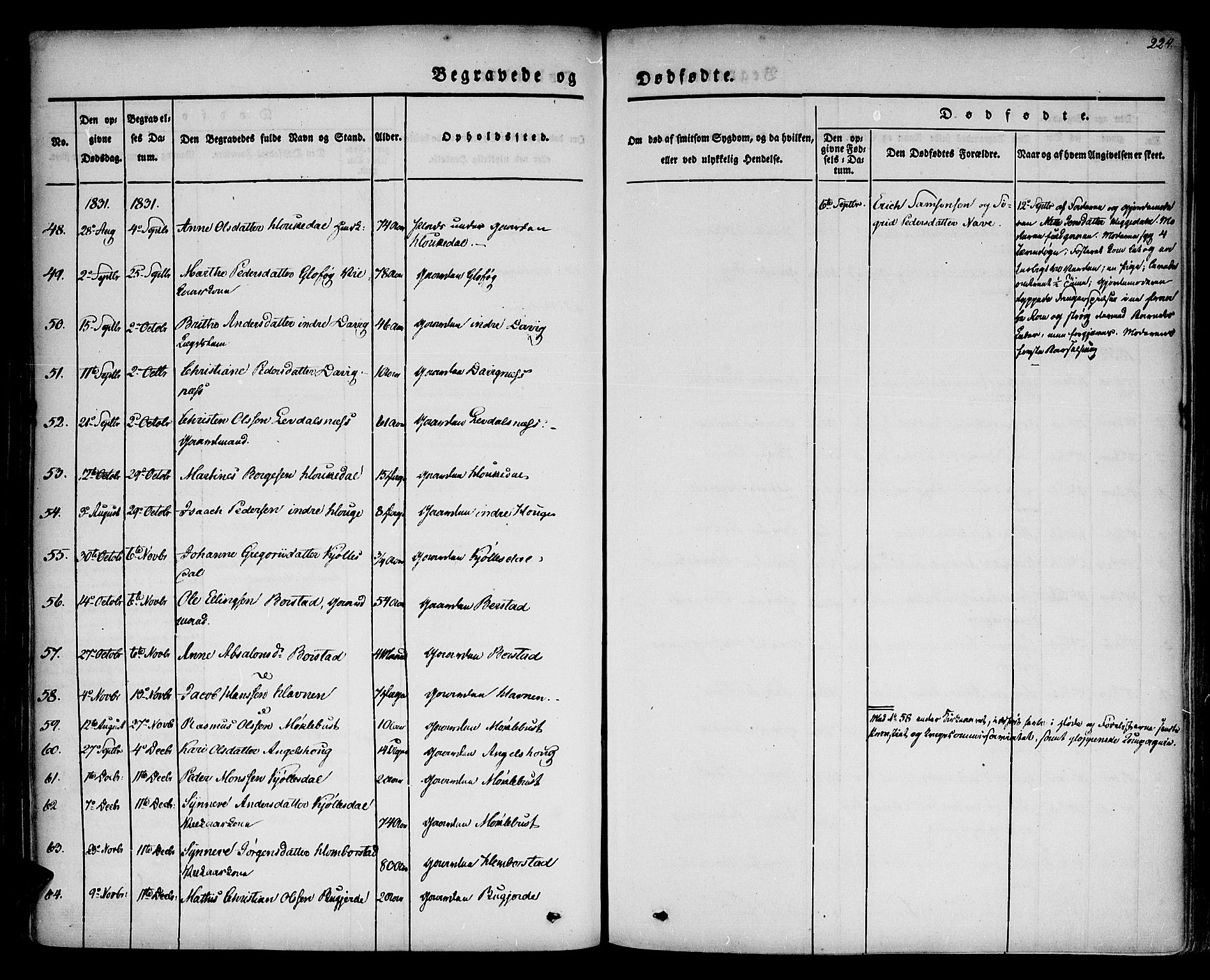 Davik sokneprestembete, AV/SAB-A-79701/H/Haa/Haaa/L0004: Parish register (official) no. A 4, 1830-1849, p. 224