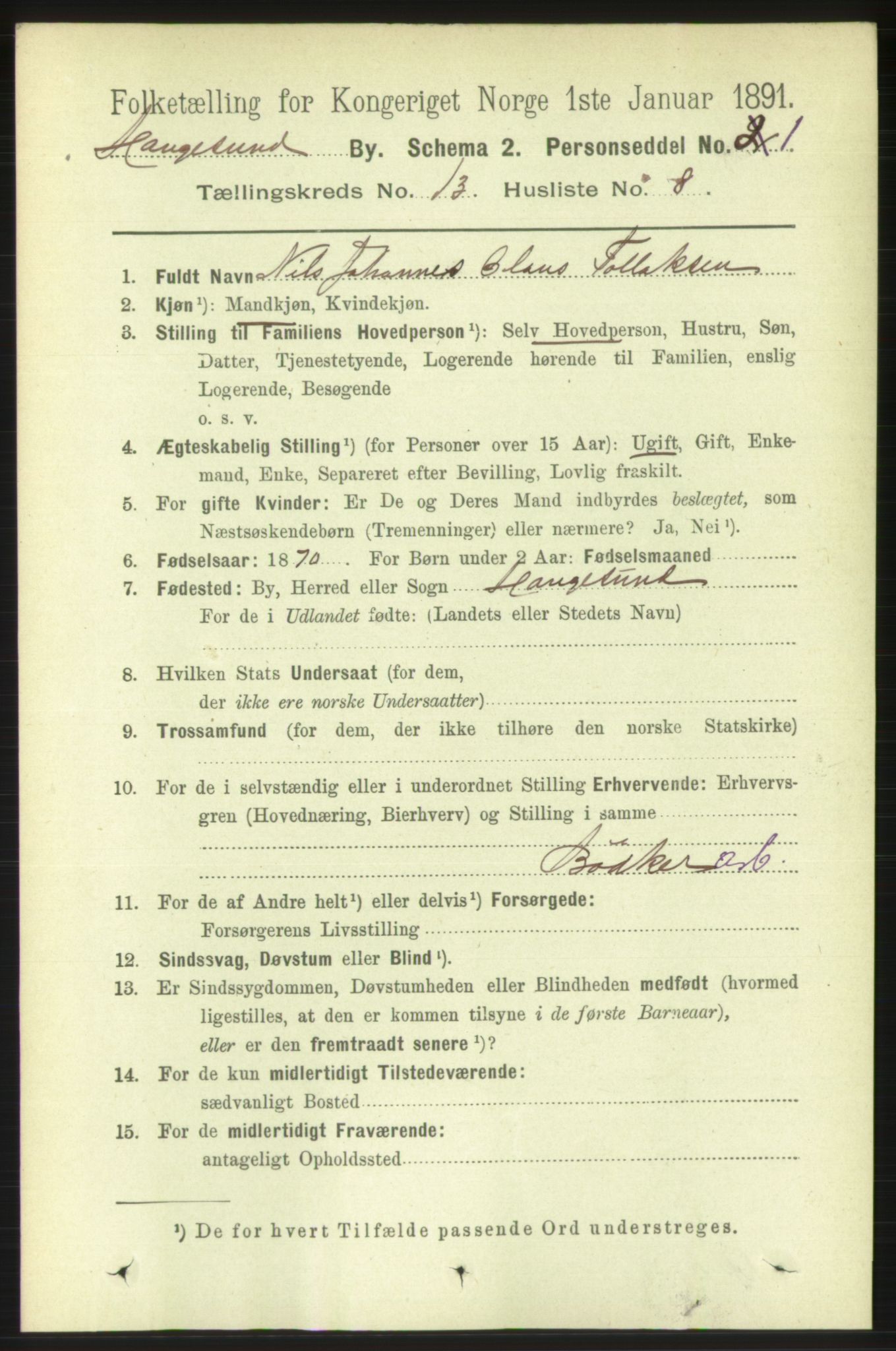 RA, 1891 census for 1106 Haugesund, 1891, p. 4404