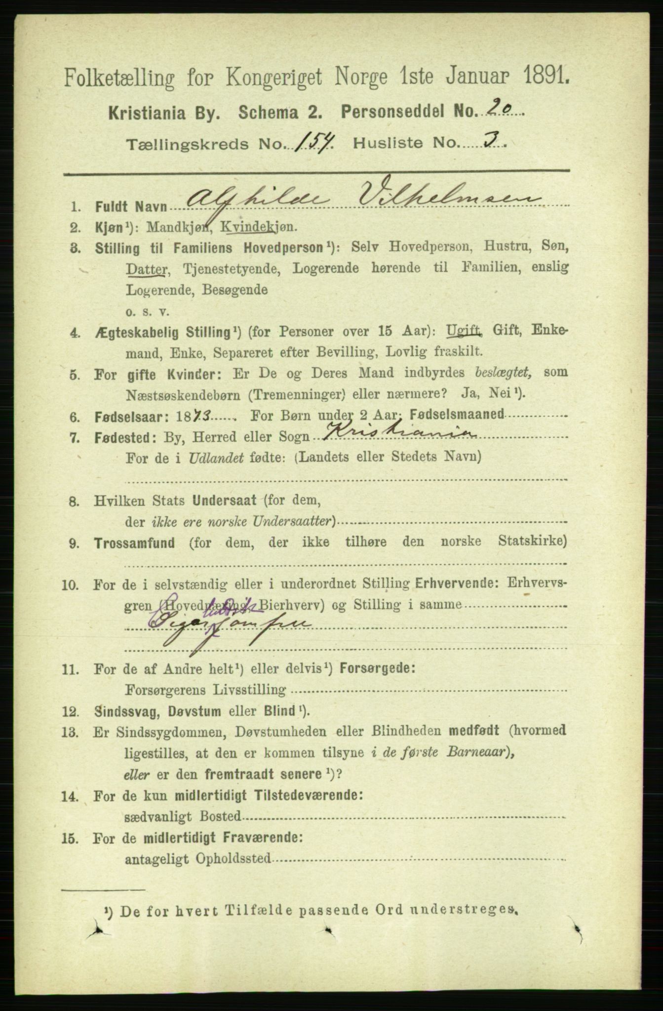 RA, 1891 census for 0301 Kristiania, 1891, p. 87492