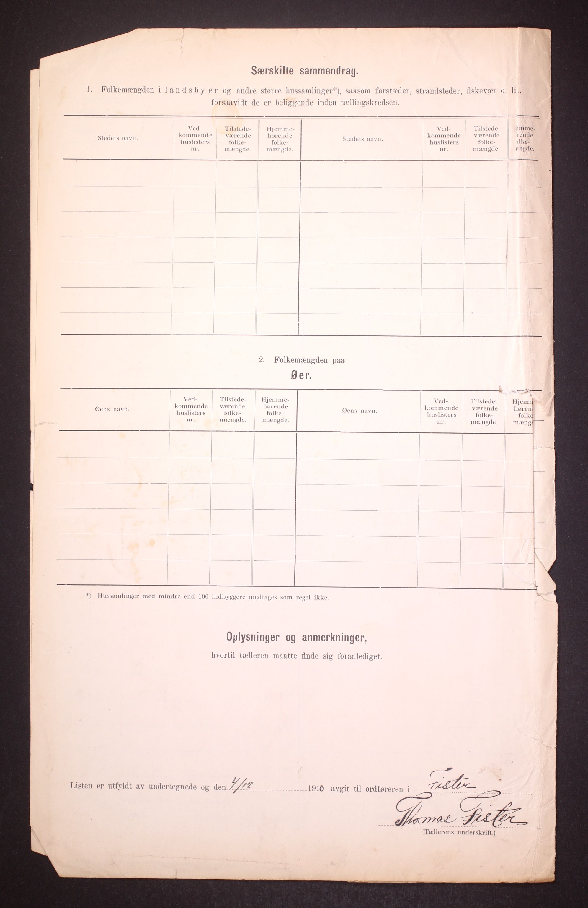 RA, 1910 census for Fister, 1910, p. 6