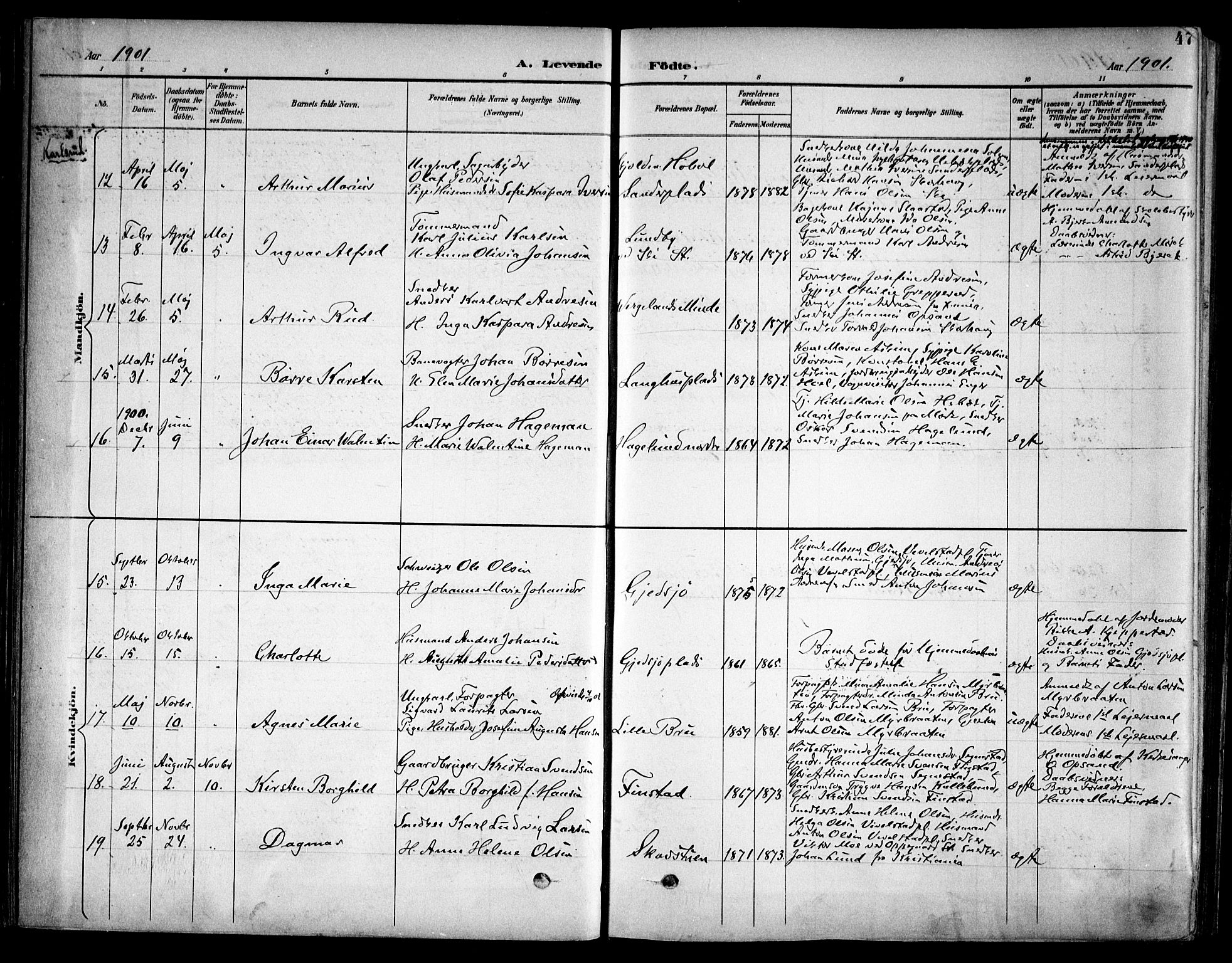 Kråkstad prestekontor Kirkebøker, SAO/A-10125a/F/Fb/L0002: Parish register (official) no. II 2, 1893-1917, p. 47