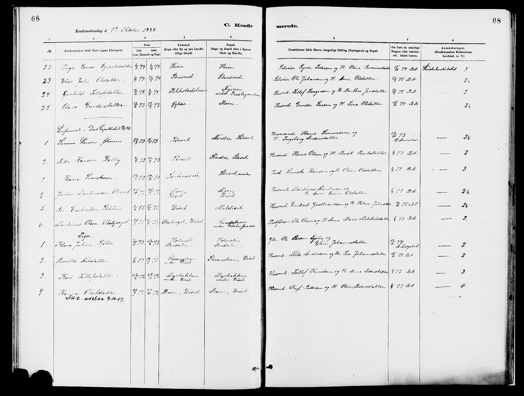 Åmot prestekontor, Hedmark, SAH/PREST-056/H/Ha/Haa/L0010: Parish register (official) no. 10, 1884-1889, p. 68