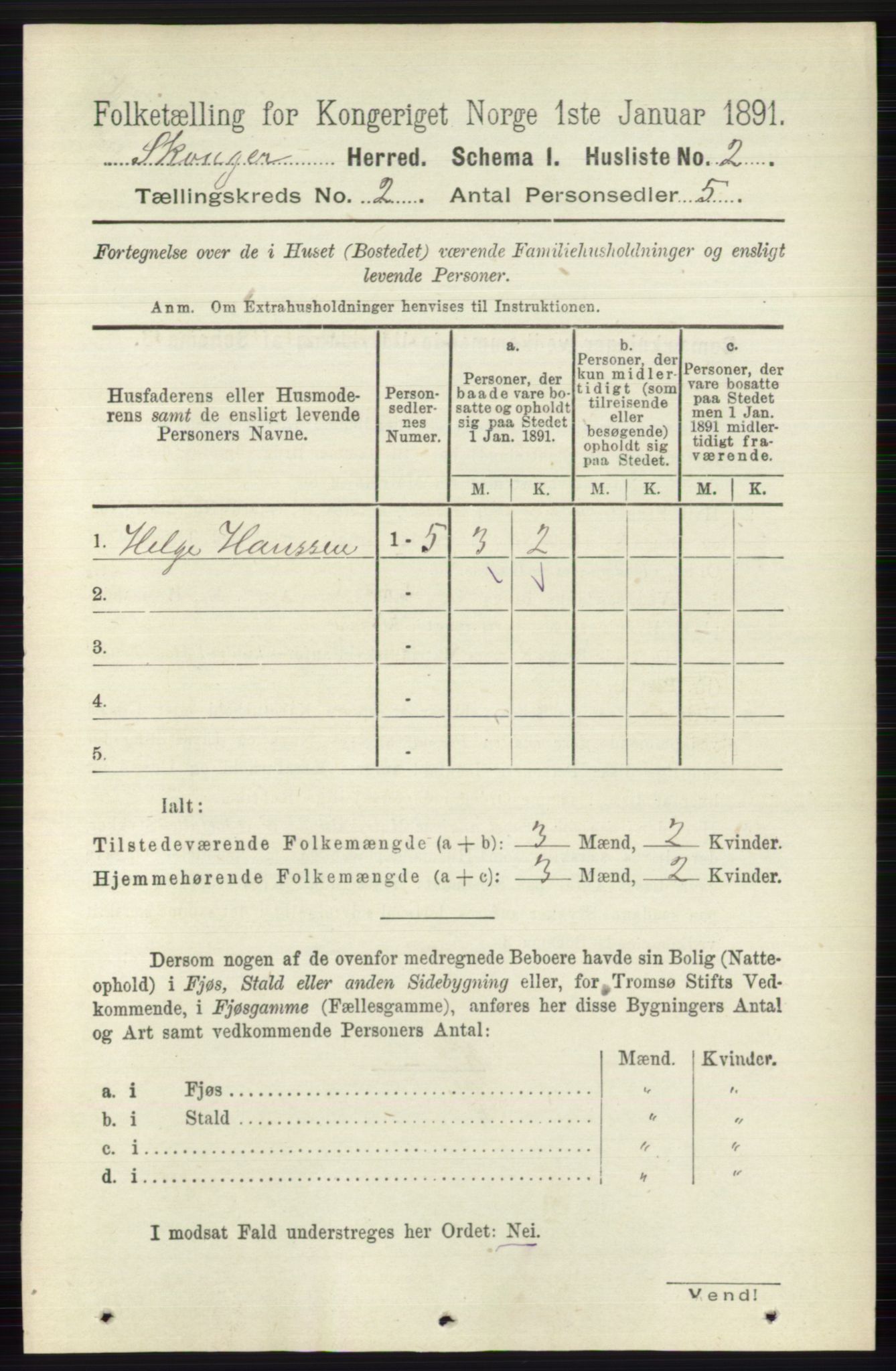 RA, 1891 census for 0712 Skoger, 1891, p. 778