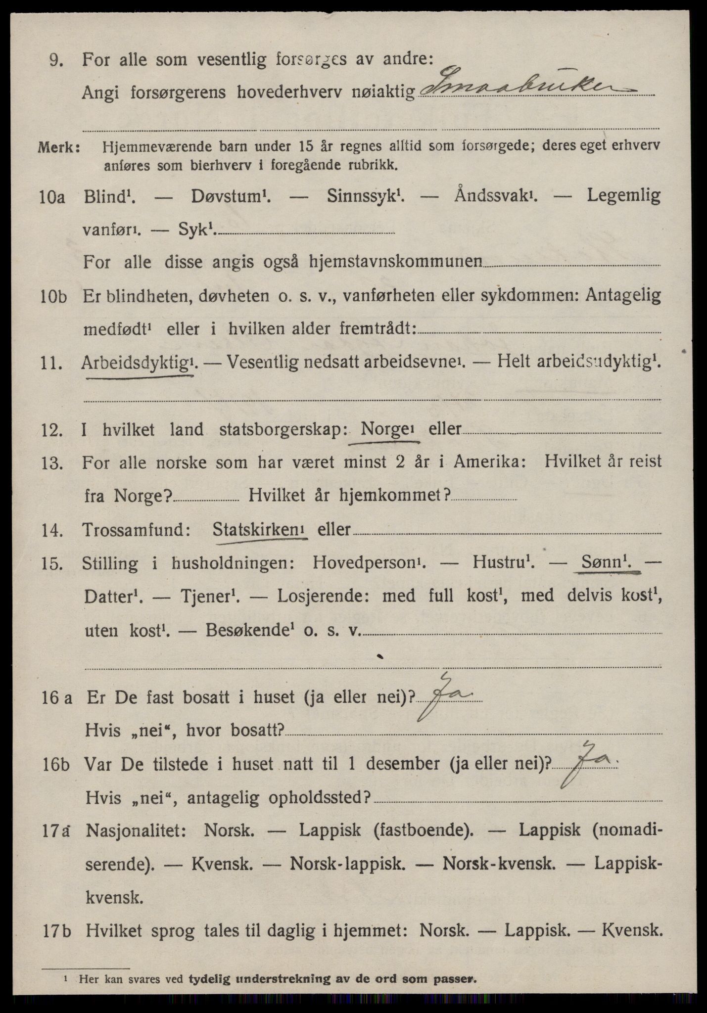 SAT, 1920 census for Stoksund, 1920, p. 1951