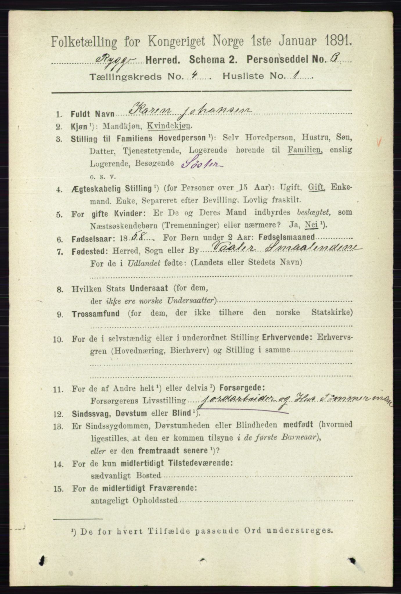 RA, 1891 census for 0136 Rygge, 1891, p. 2233