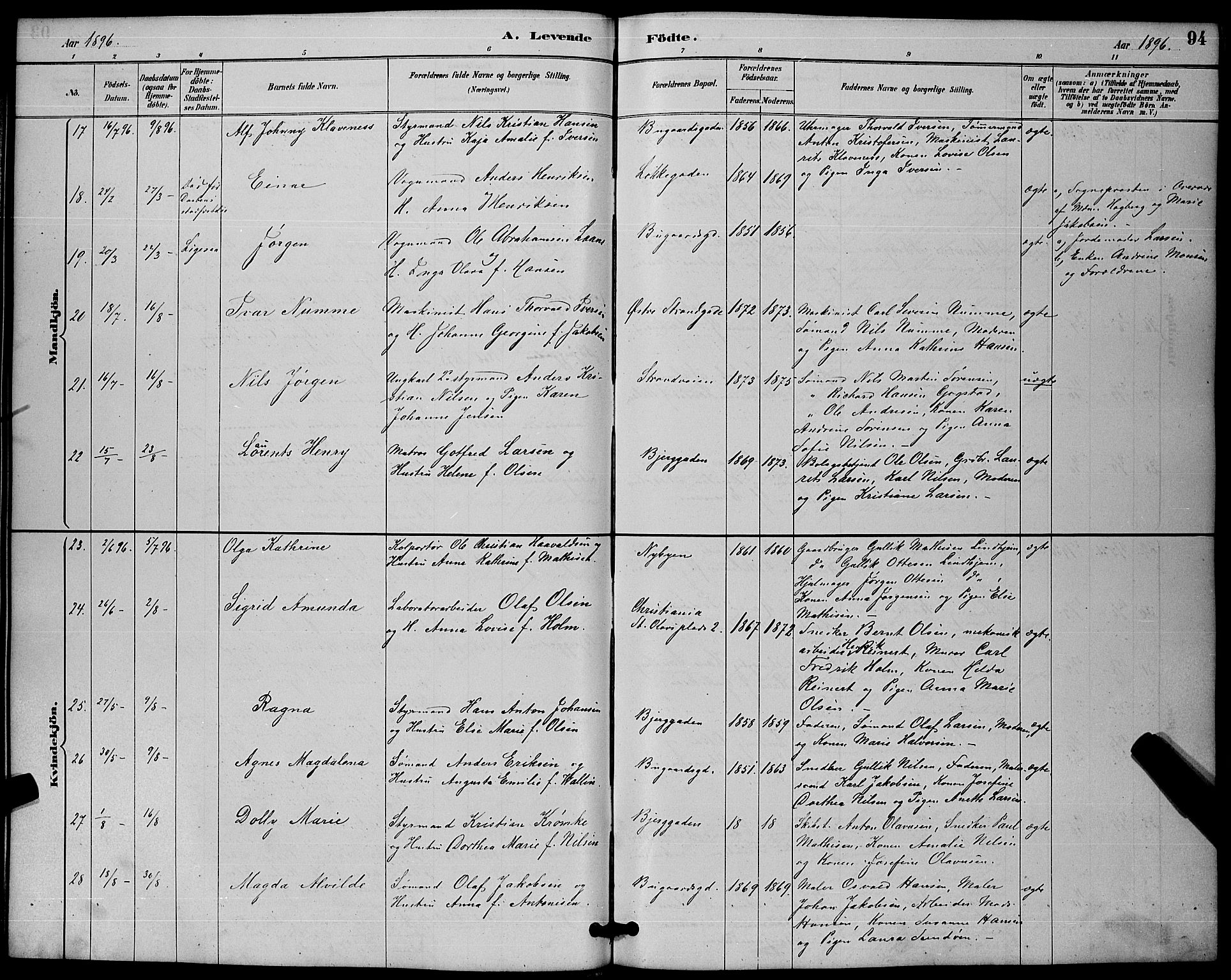 Sandefjord kirkebøker, AV/SAKO-A-315/G/Ga/L0001: Parish register (copy) no. 1, 1885-1903, p. 94