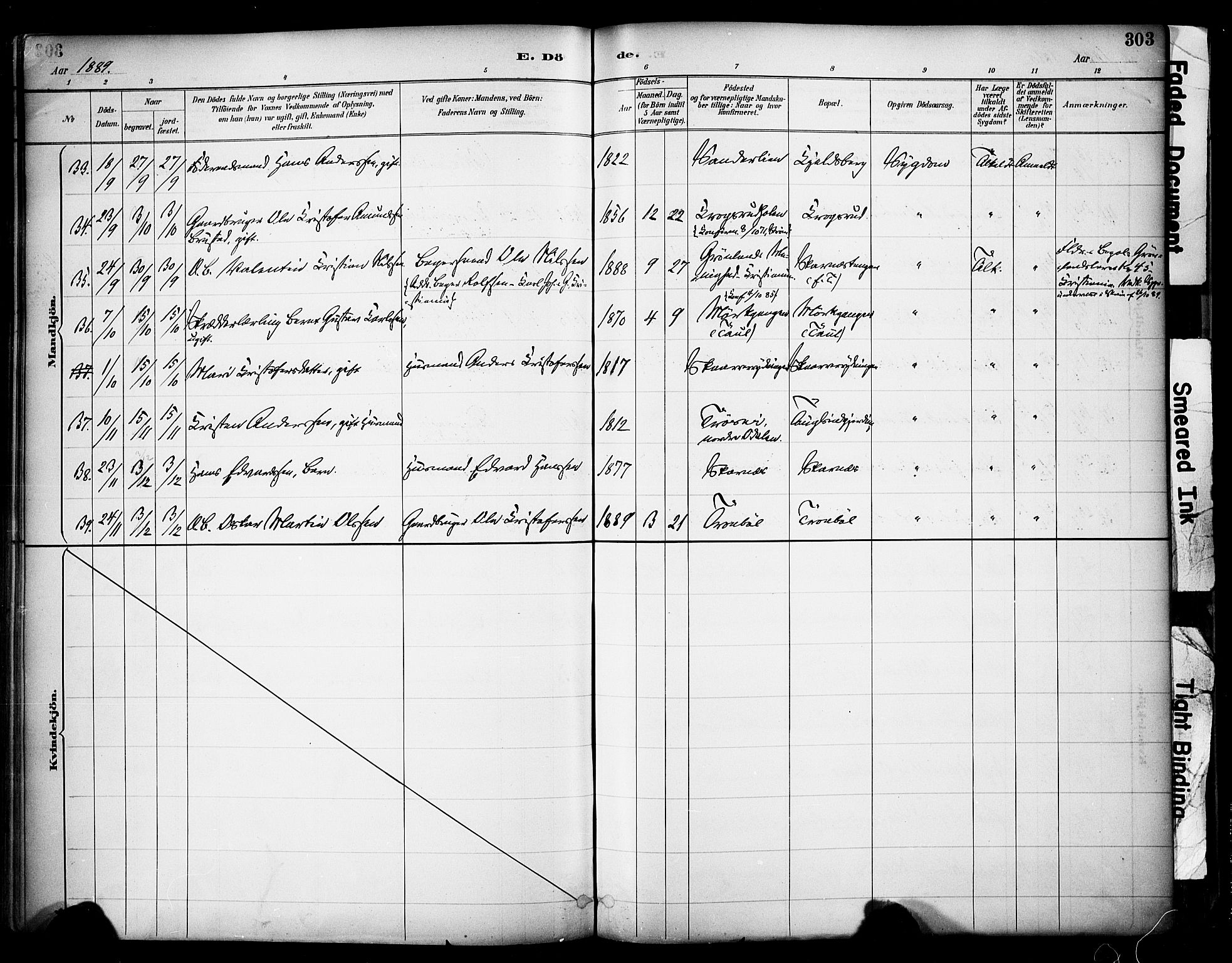 Sør-Odal prestekontor, AV/SAH-PREST-030/H/Ha/Haa/L0007: Parish register (official) no. 7, 1886-1925, p. 303