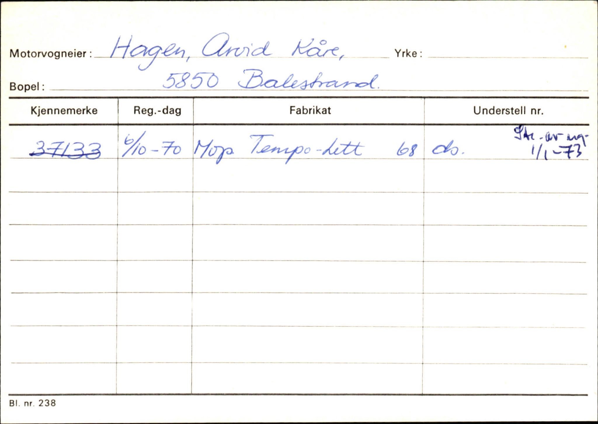 Statens vegvesen, Sogn og Fjordane vegkontor, SAB/A-5301/4/F/L0132: Eigarregister Askvoll A-Å. Balestrand A-Å, 1945-1975, p. 1788