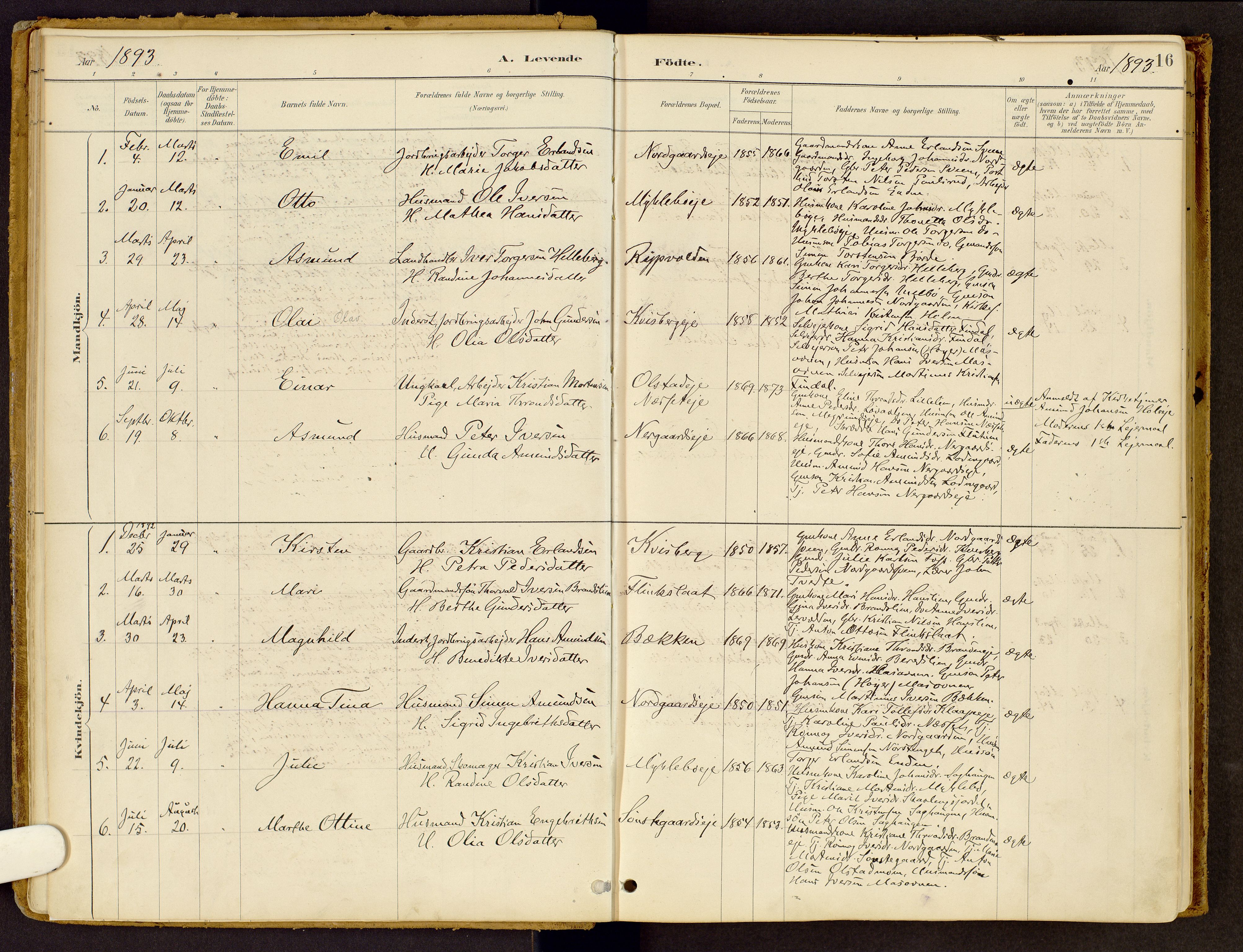 Vestre Gausdal prestekontor, AV/SAH-PREST-094/H/Ha/Haa/L0002: Parish register (official) no. 2, 1887-1918, p. 16