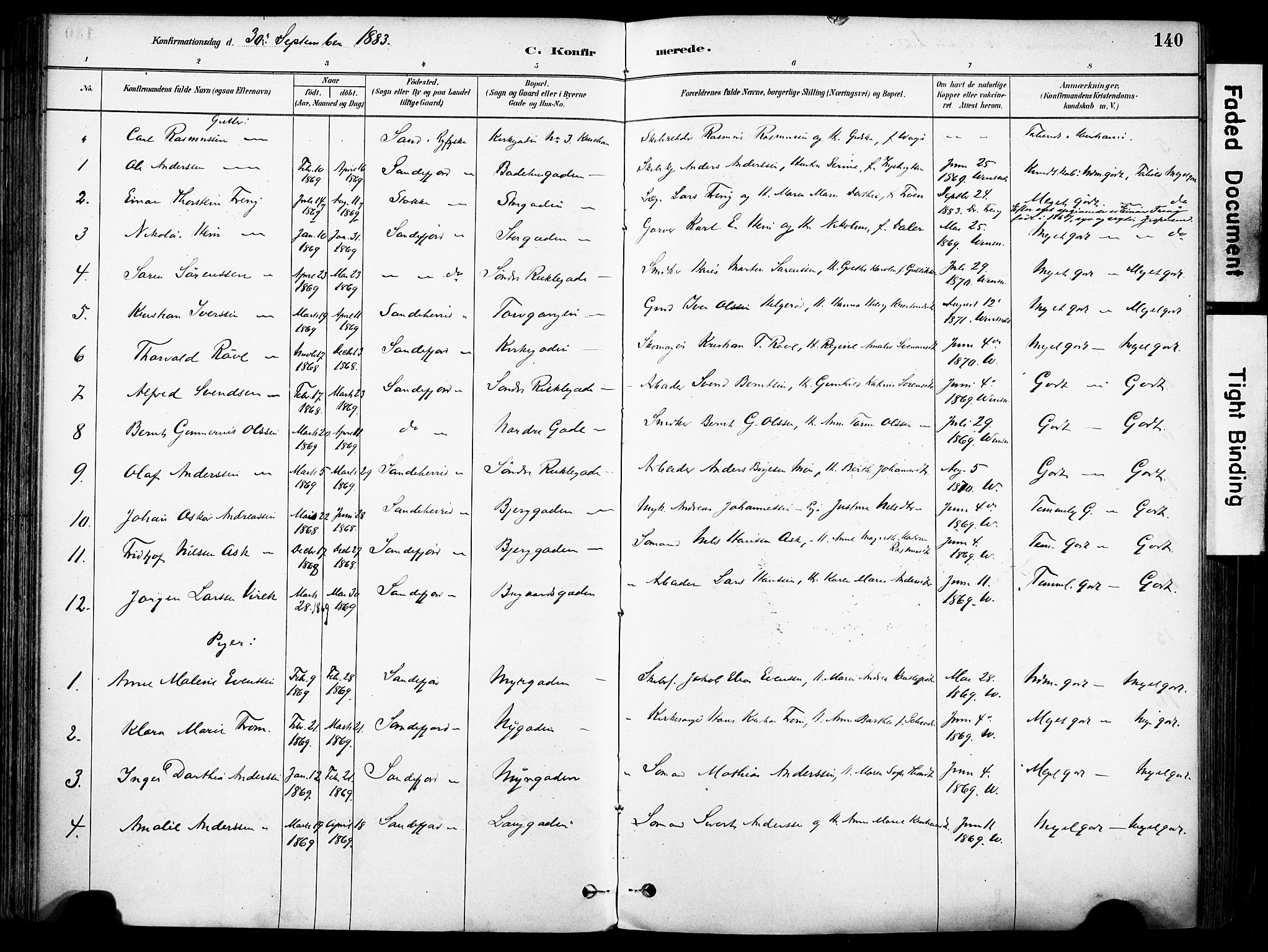 Sandefjord kirkebøker, AV/SAKO-A-315/F/Fa/L0002: Parish register (official) no. 2, 1880-1894, p. 140