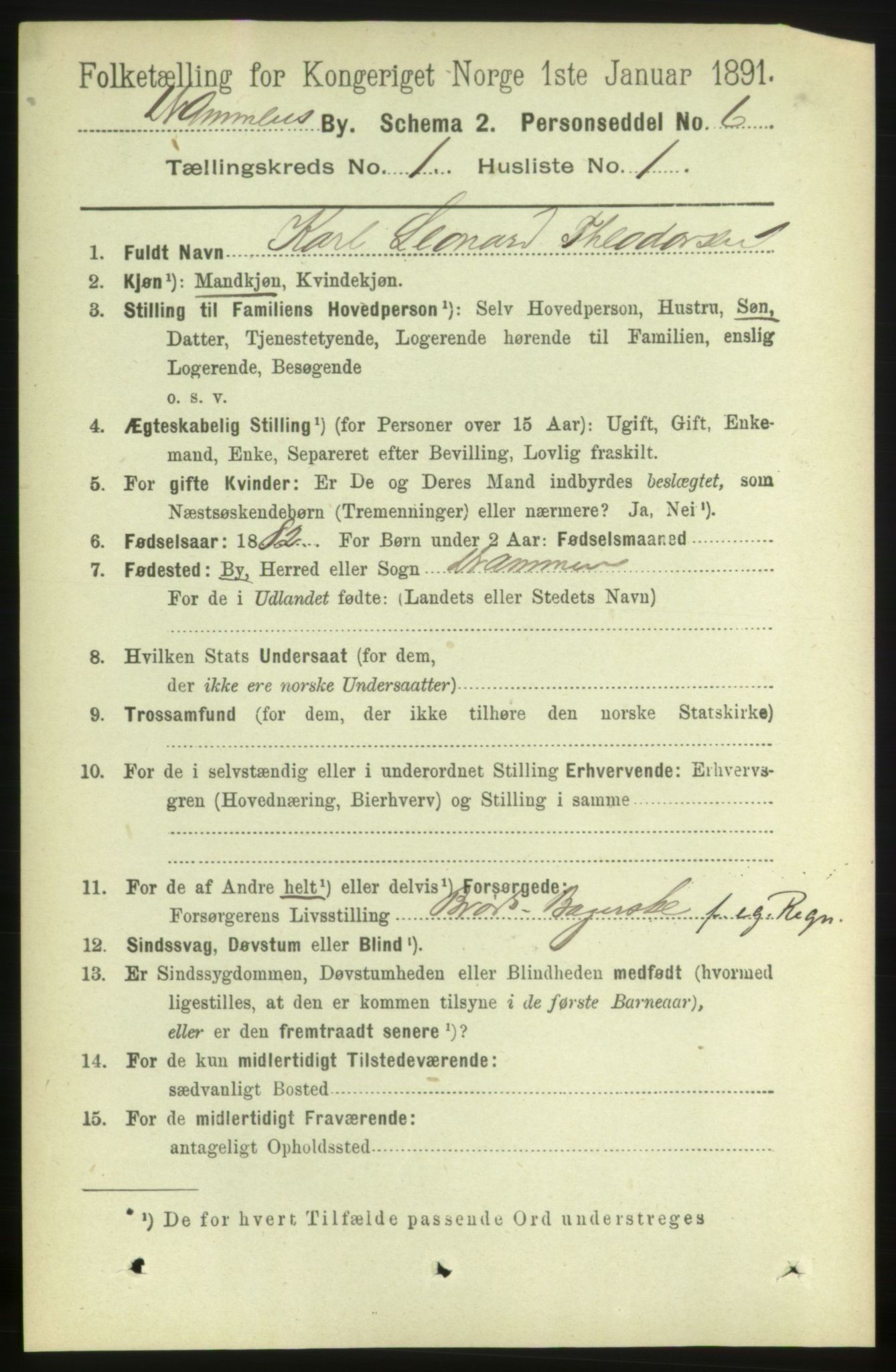 RA, 1891 census for 0602 Drammen, 1891, p. 3899