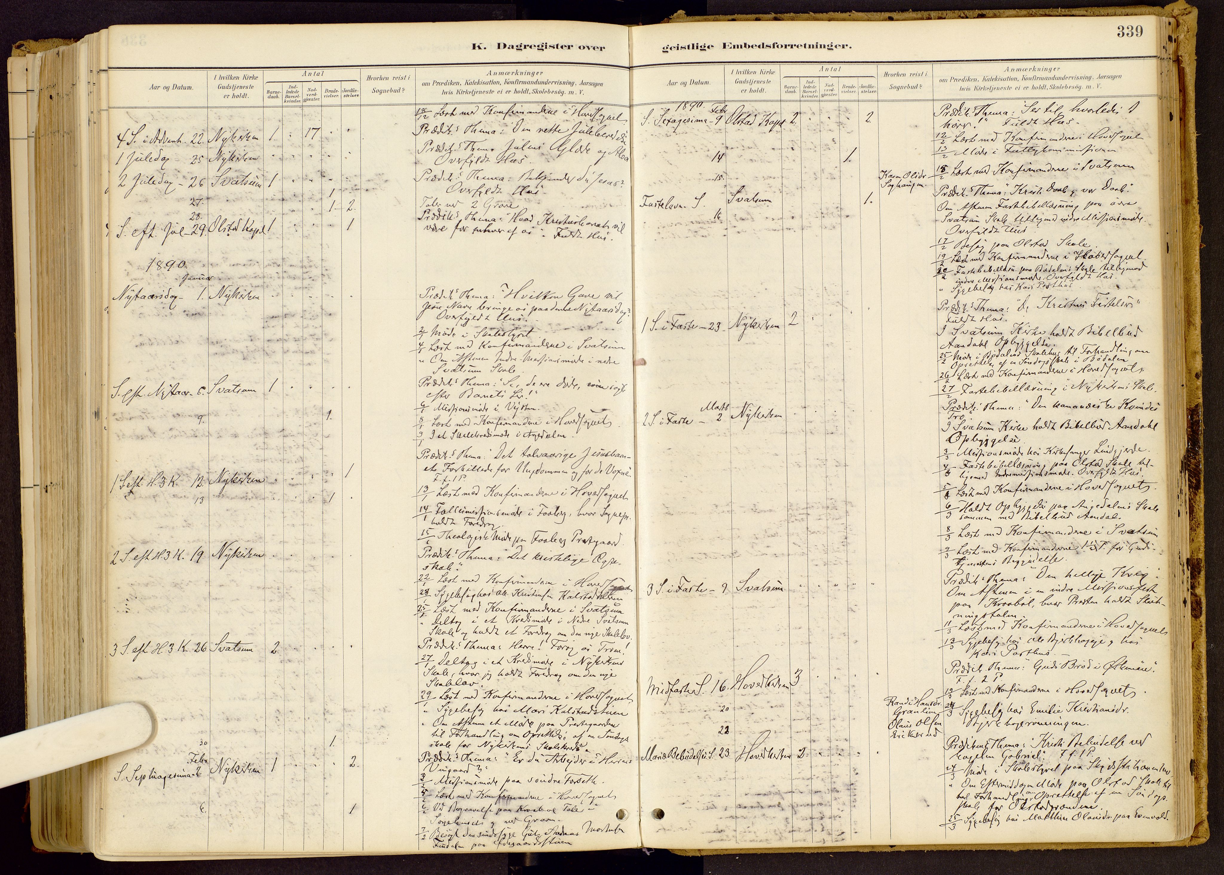 Vestre Gausdal prestekontor, SAH/PREST-094/H/Ha/Haa/L0001: Parish register (official) no. 1, 1887-1914, p. 339