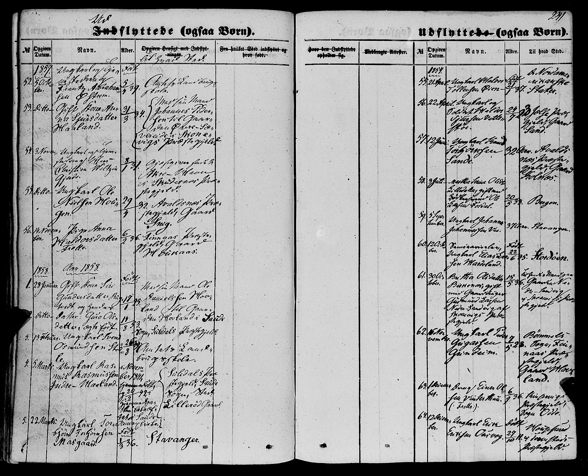 Etne sokneprestembete, AV/SAB-A-75001/H/Haa: Parish register (official) no. A 8, 1848-1862, p. 241