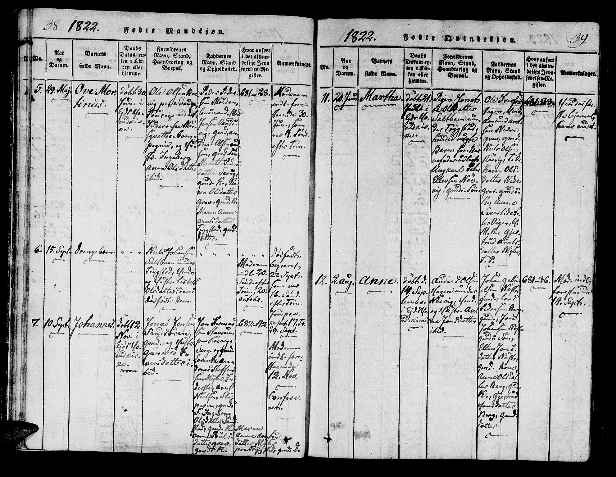 Ministerialprotokoller, klokkerbøker og fødselsregistre - Nord-Trøndelag, AV/SAT-A-1458/722/L0217: Parish register (official) no. 722A04, 1817-1842, p. 38-39
