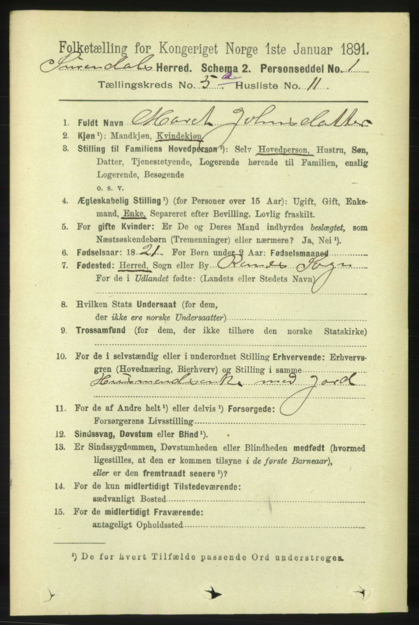 RA, 1891 census for 1566 Surnadal, 1891, p. 1452